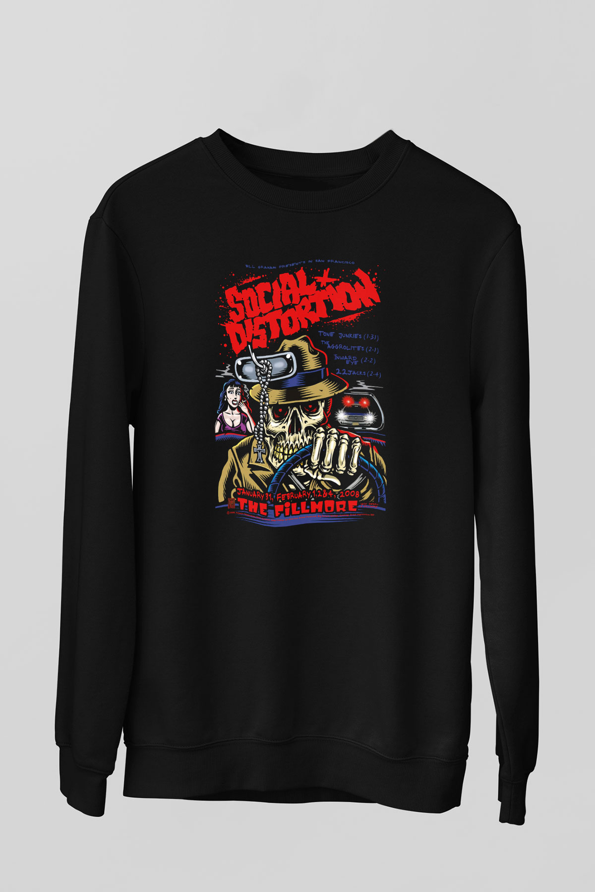 Social Distortion Siyah Unisex Sweatshirt