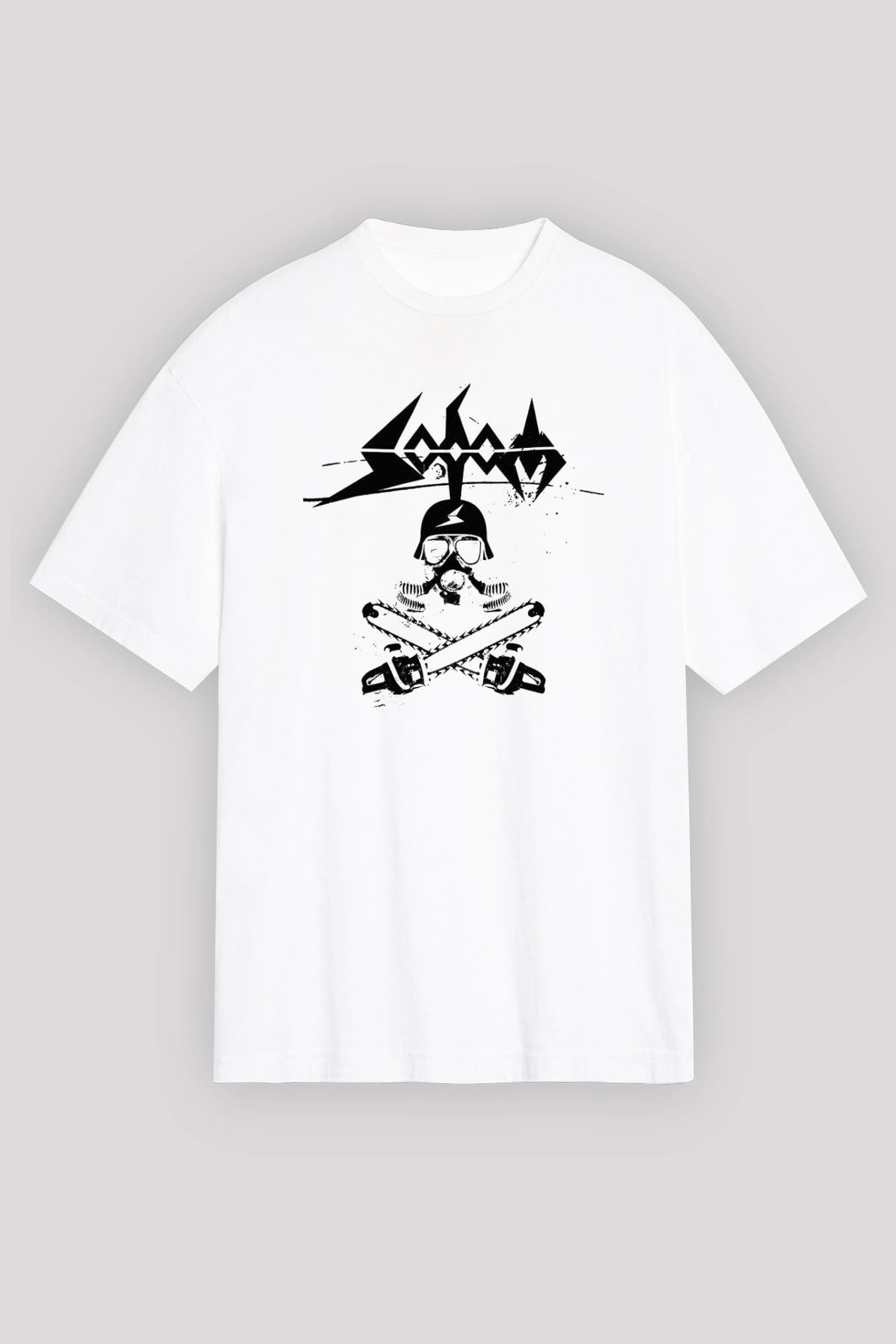 Sodom Beyaz Unisex Oversize Tişört T-Shirt - Oversize Tişört Fabrikası