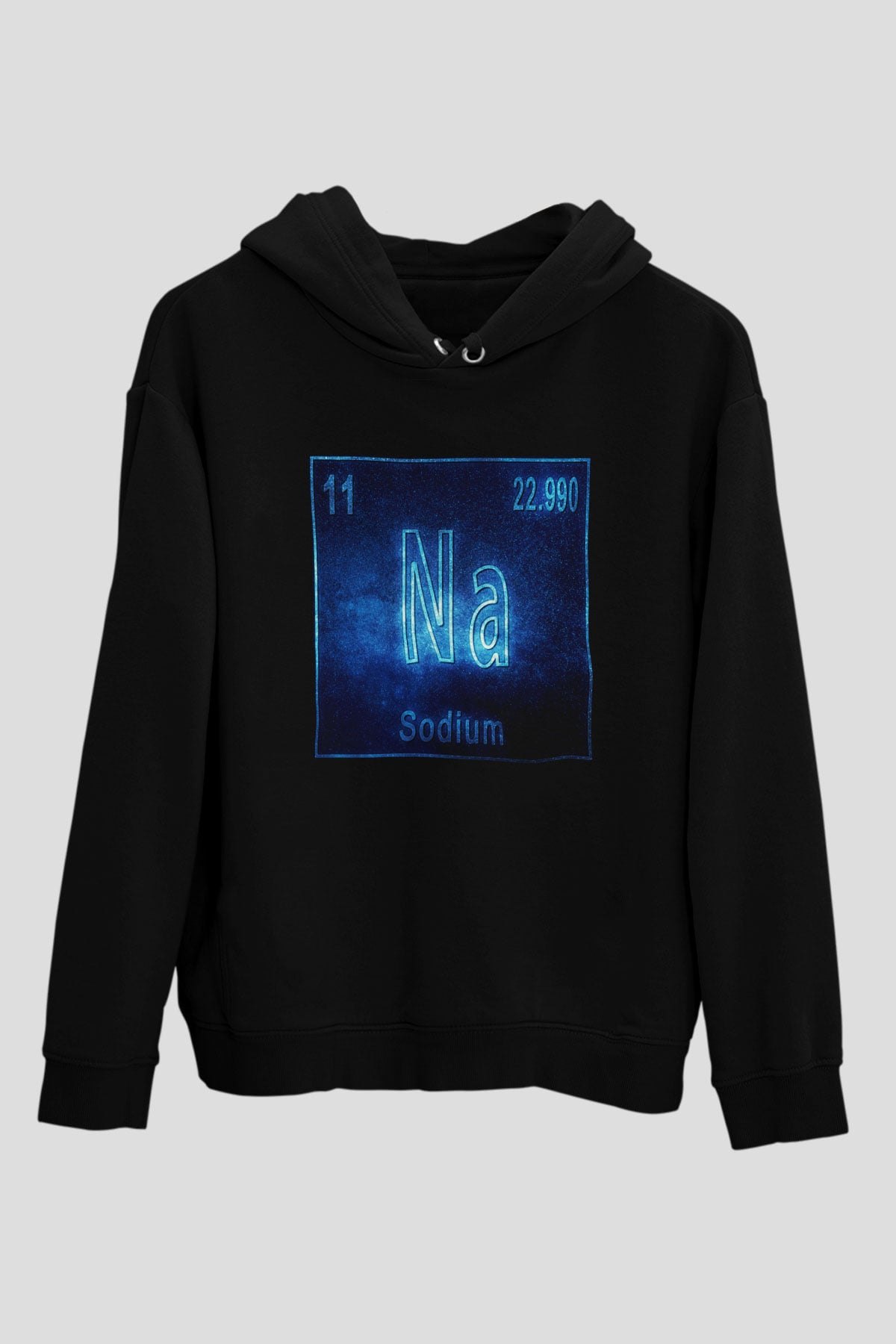 Sodyum Atom Numarası Baskılı Unisex Siyah Hoodie