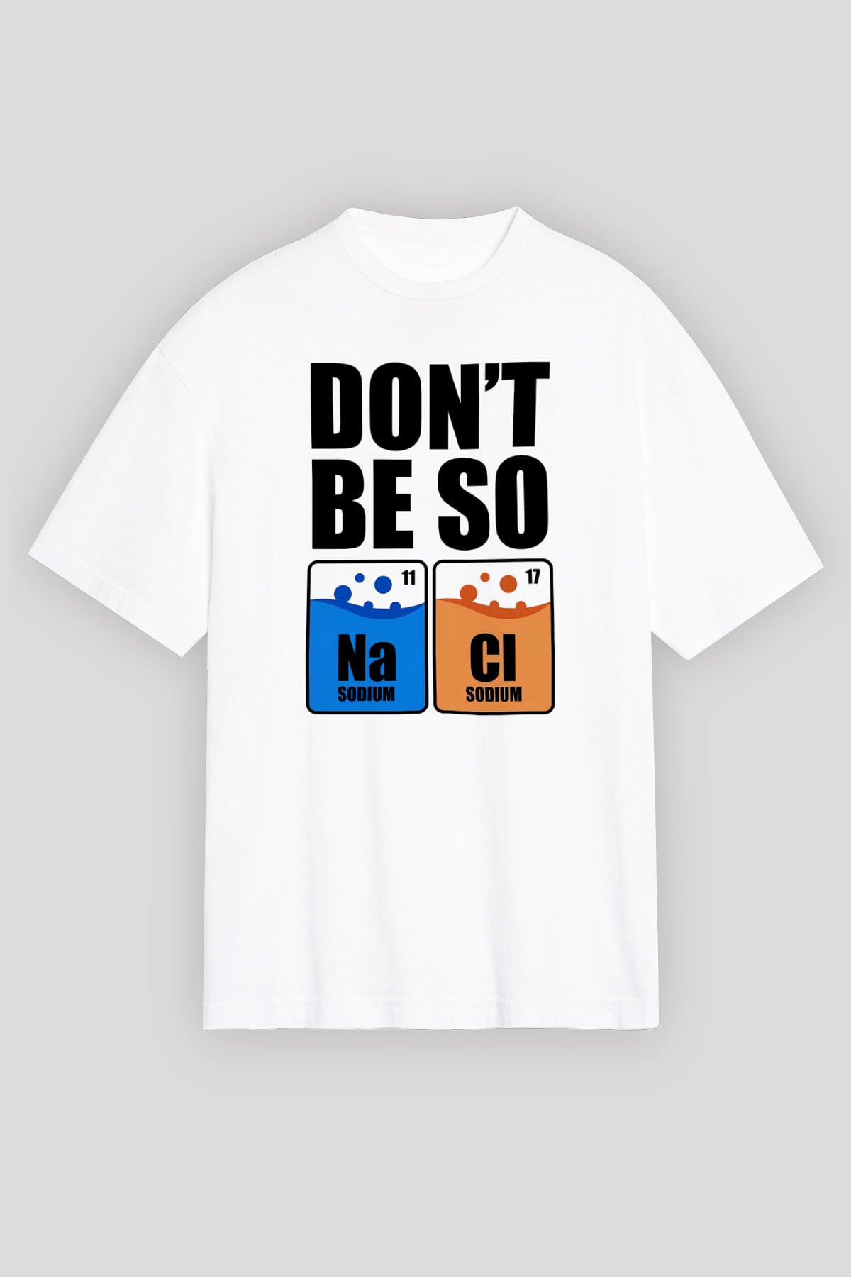 Sodyum Klor Baskılı Unisex Oversize Beyaz Tişört - Tshirt