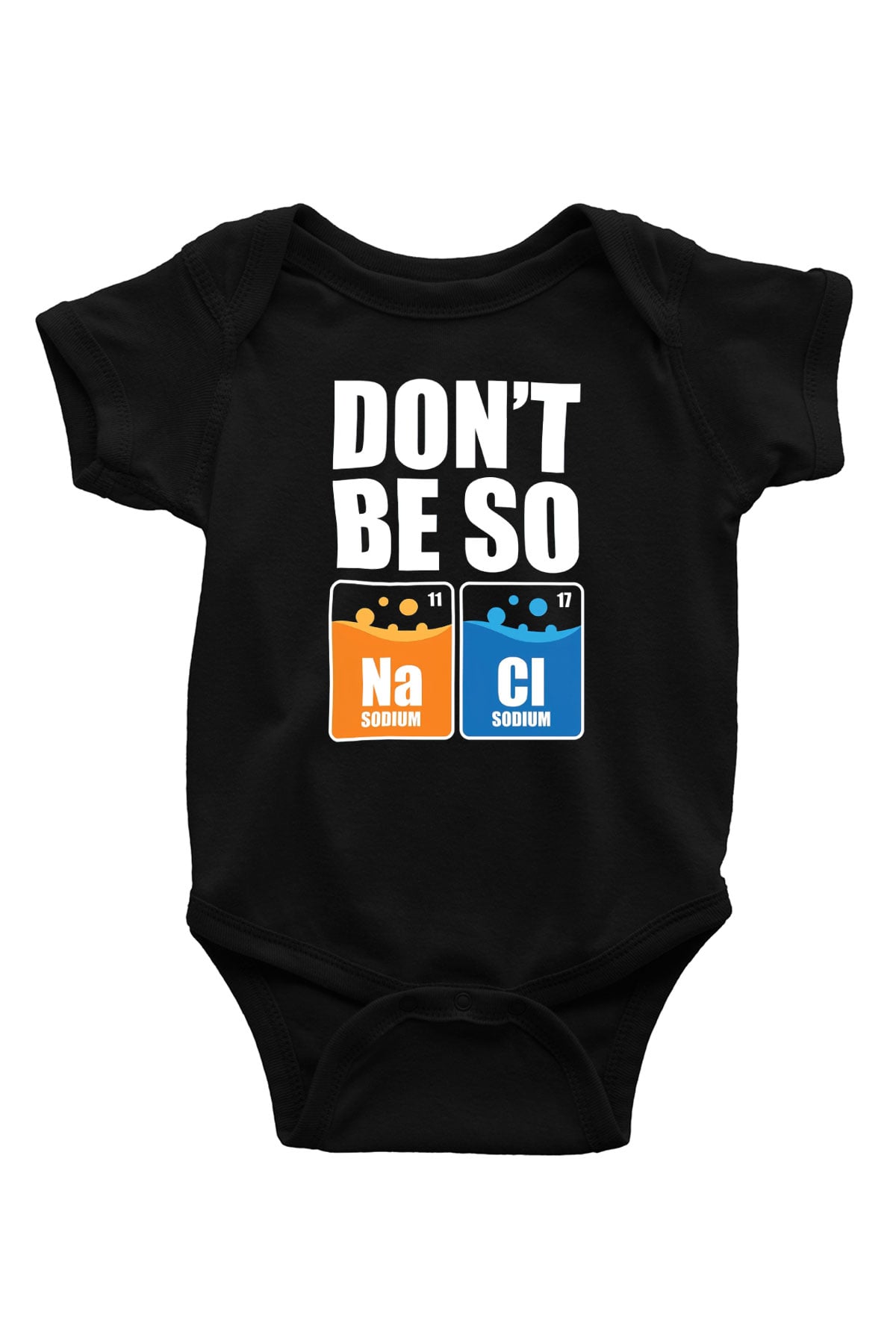 Sodyum Klor Baskılı Unisex  Siyah Bebek Body - Zıbın