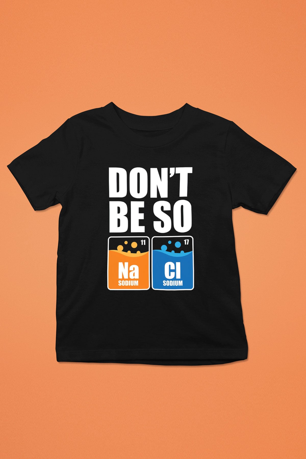 Sodyum Klor Baskılı Unisex Siyah Çocuk Tişörtü - Tshirt