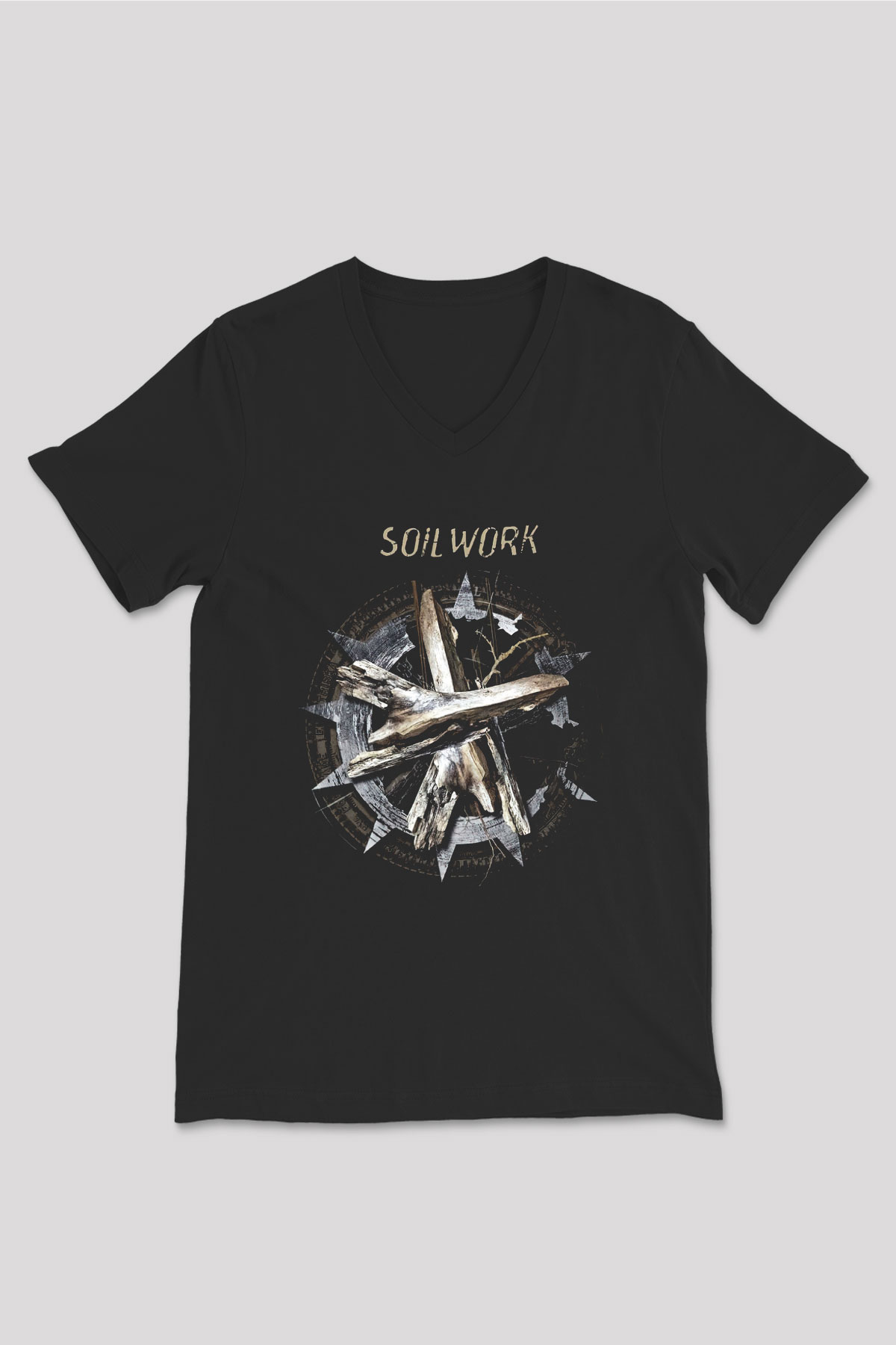 Soilwork Siyah Unisex V Yaka Tişört T-Shirt