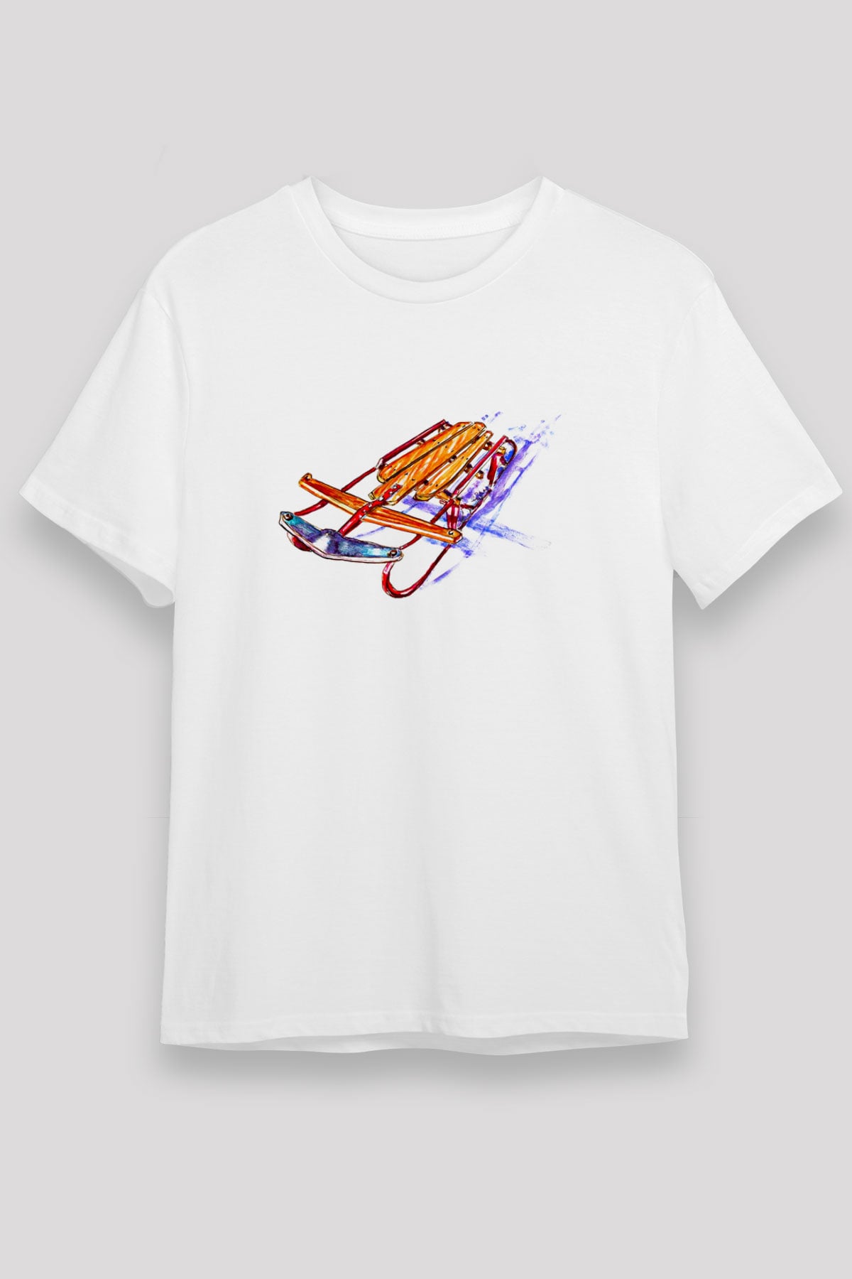 Sokak Kızağı Baskılı Unisex Beyaz Tişört - Tshirt