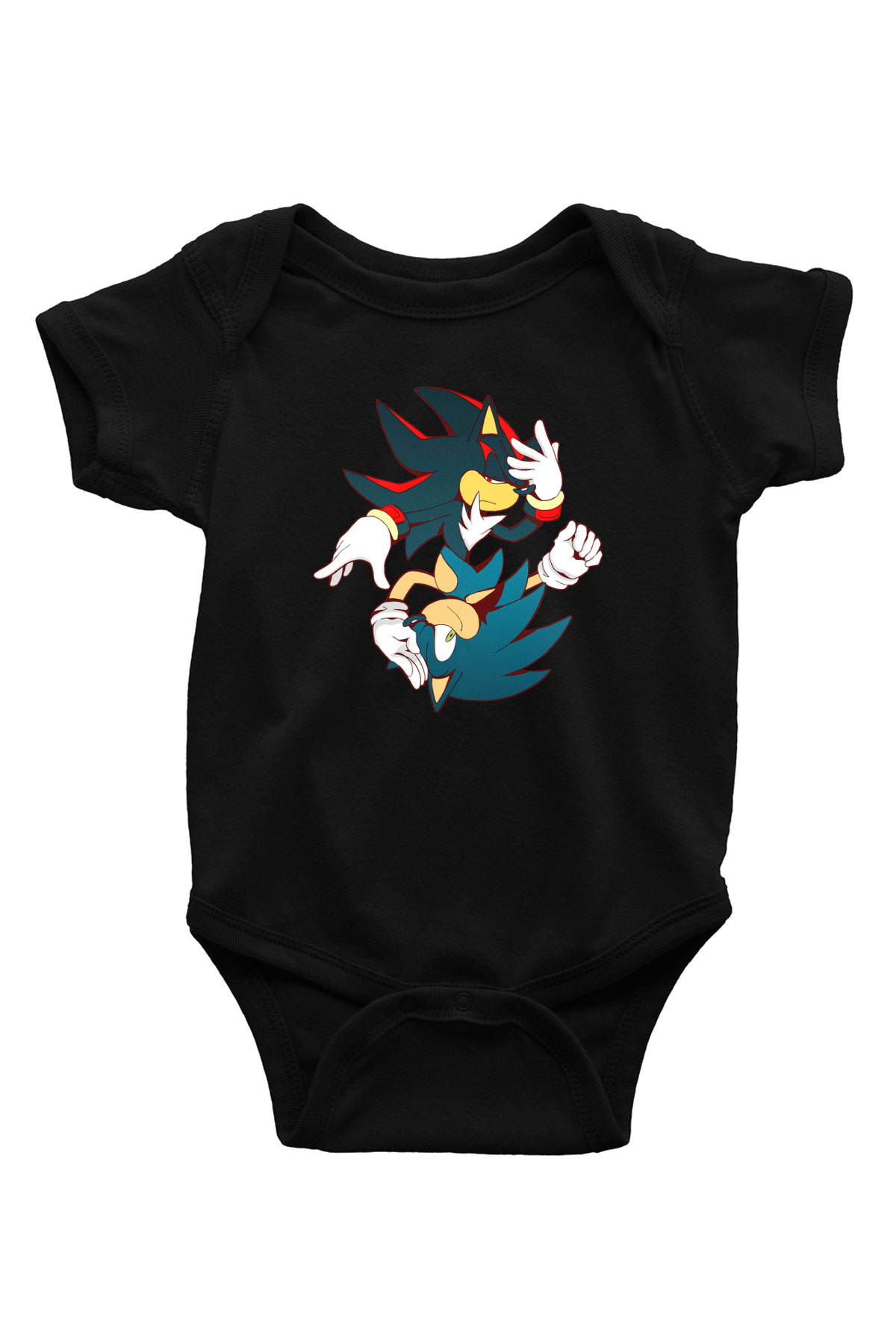 Sonic the Hedgehog Baskılı Siyah Bebek Body - Zıbın