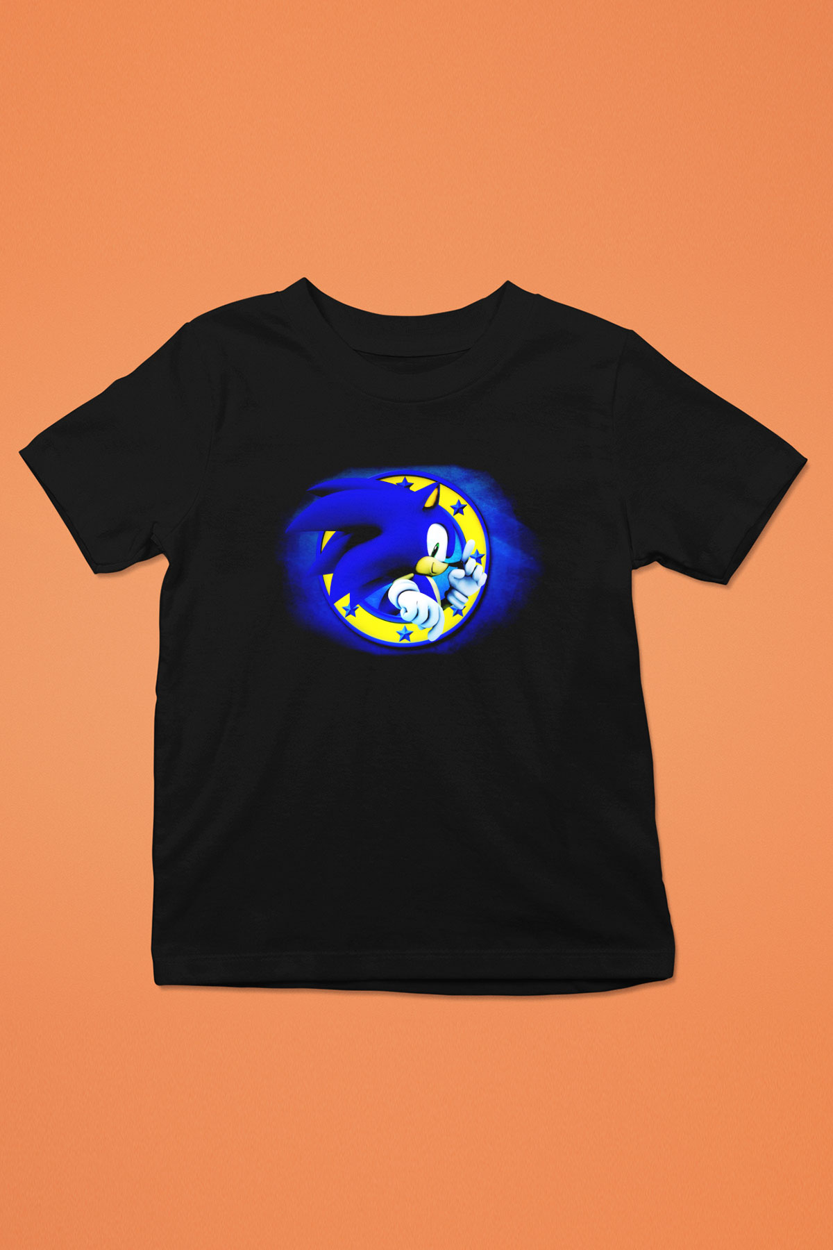 Sonic the Hedgehog Baskılı Siyah Unisex Çocuk Tişört