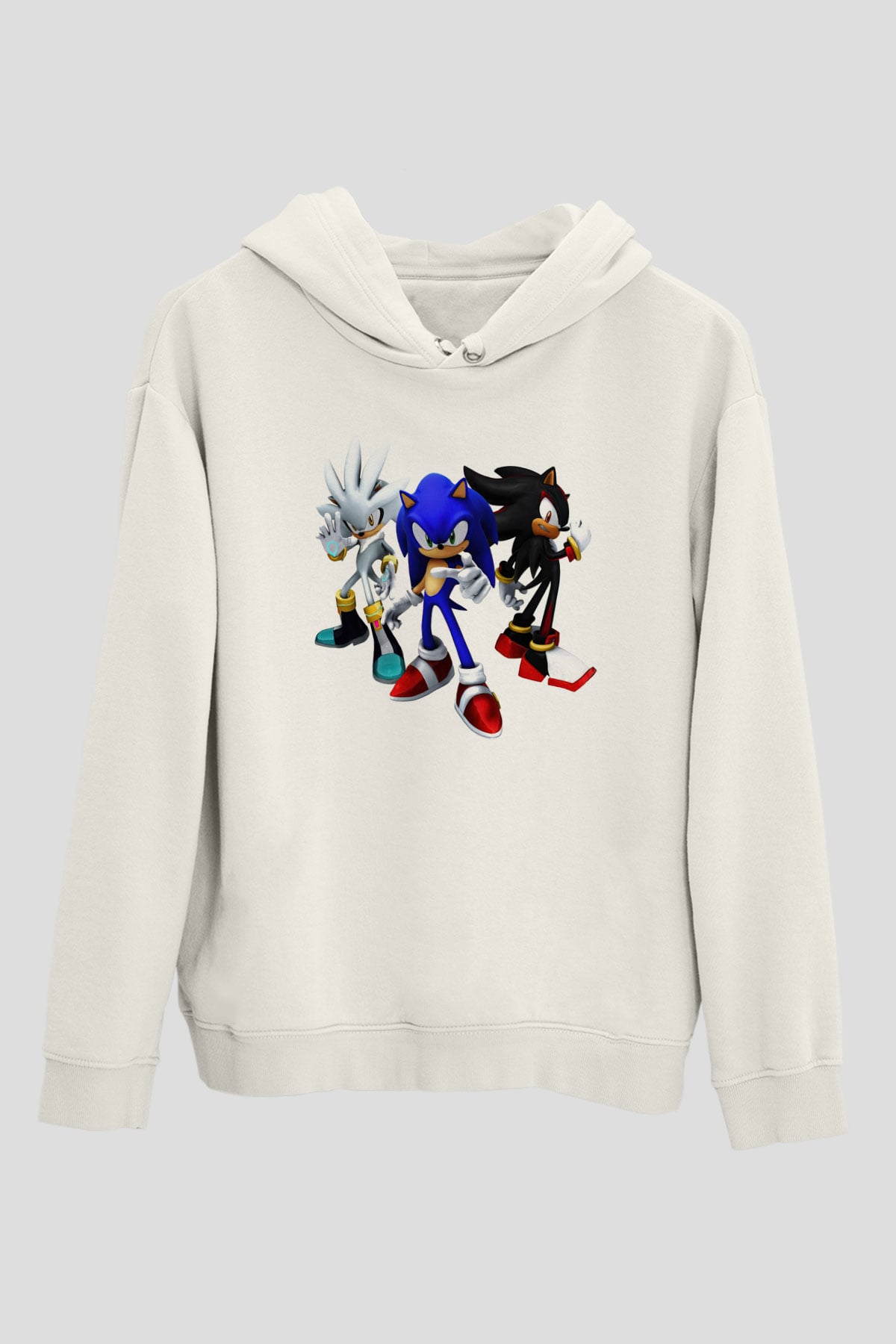 Sonic the Hedgehog Beyaz Unisex Kapşonlu Sweatshirt