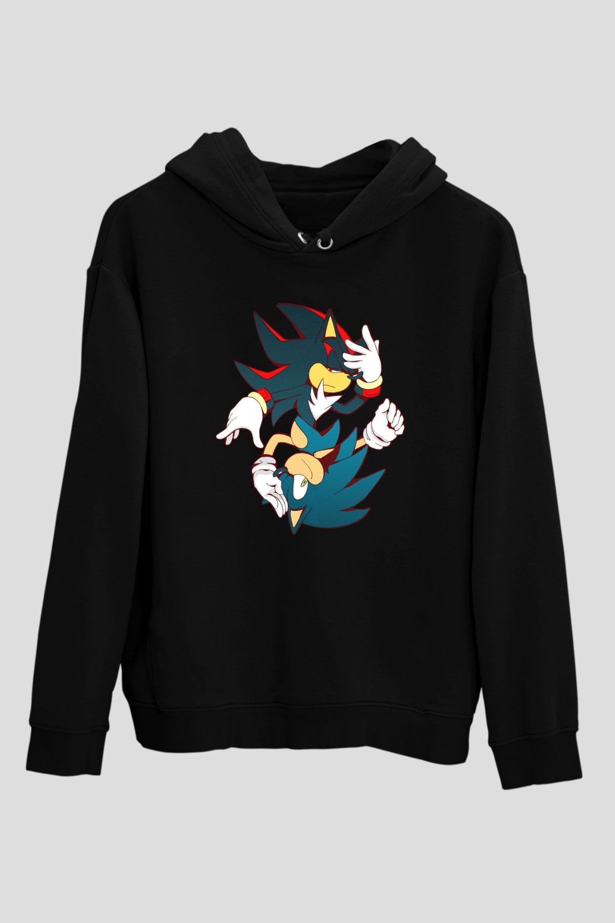 Sonic the Hedgehog Siyah Unisex Kapüşonlu Sweatshirt