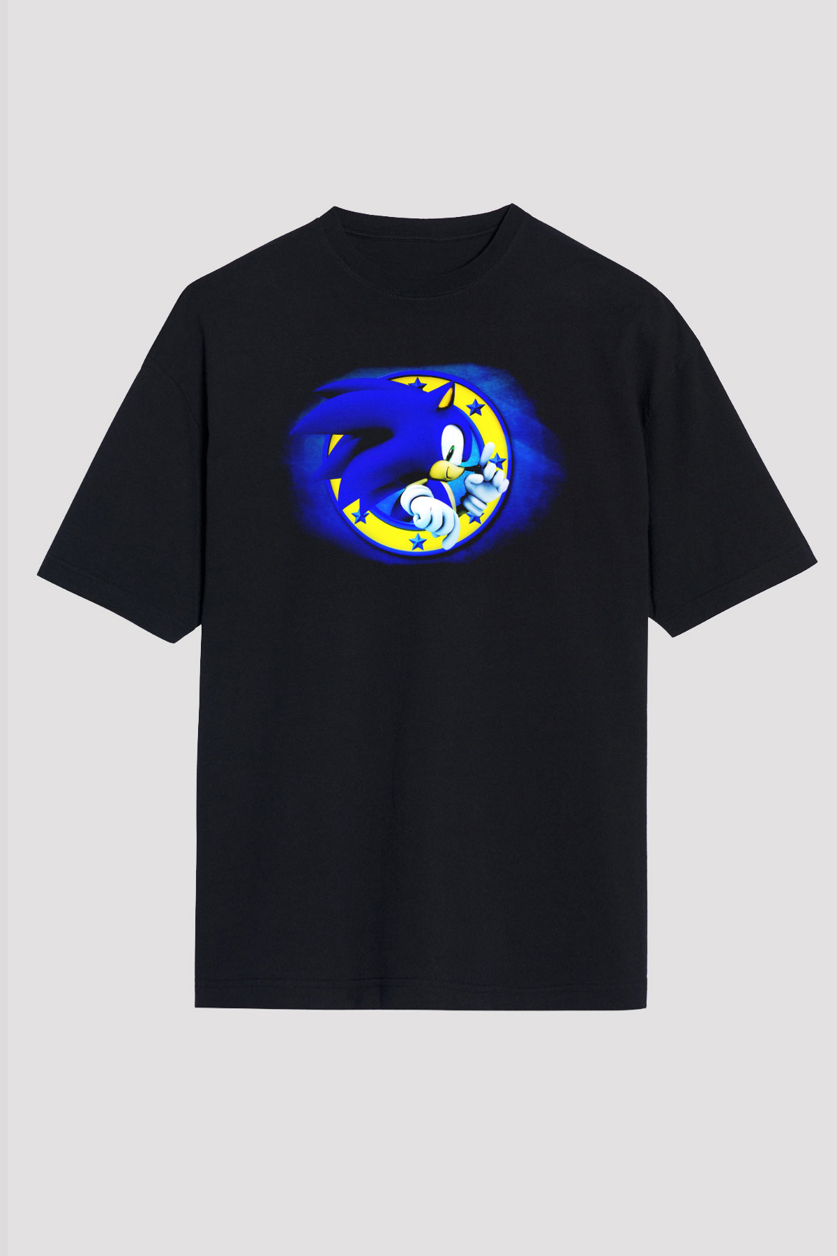 Sonic the Hedgehog Siyah Unisex Oversize Tişört