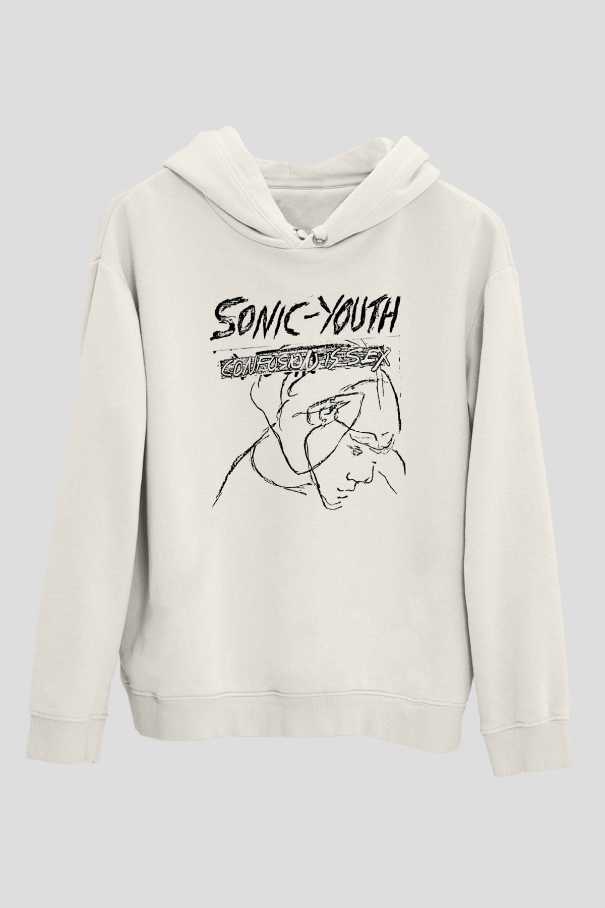 Sonic Youth Beyaz Unisex Kapşonlu Sweatshirt