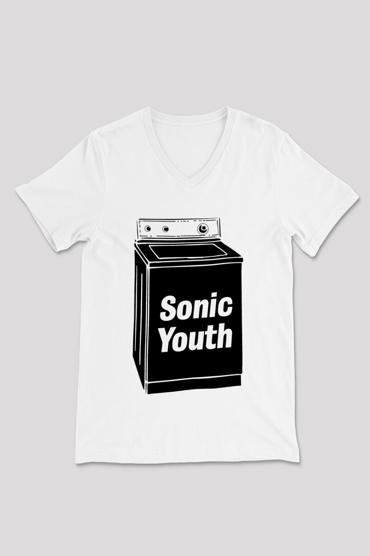 Sonic Youth Beyaz Unisex V Yaka Tişört T-Shirt - V Yaka Tişört Fabrikası