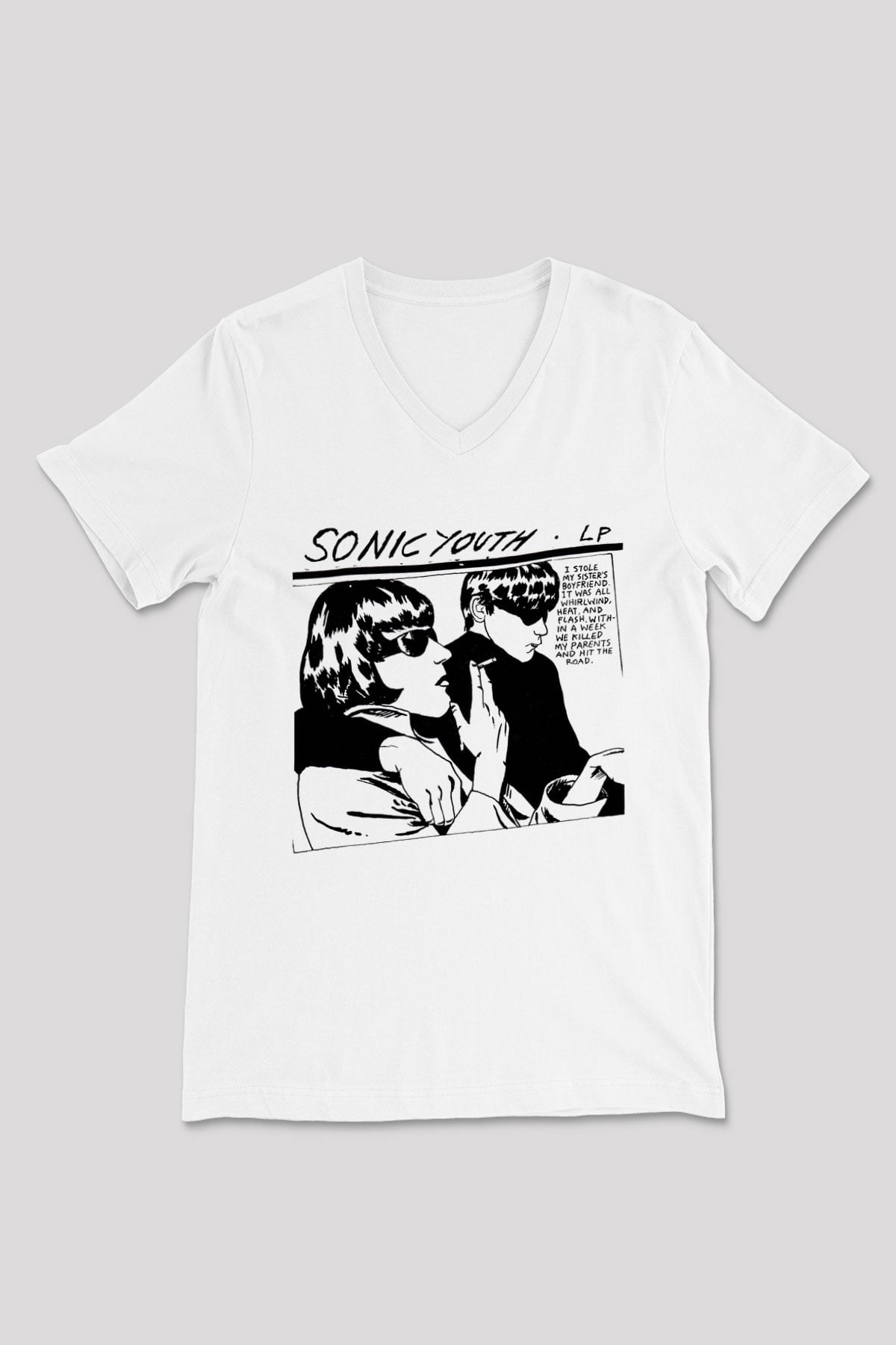 Sonic Youth Beyaz Unisex V Yaka Tişört T-Shirt - V Yaka Tişört Fabrikası