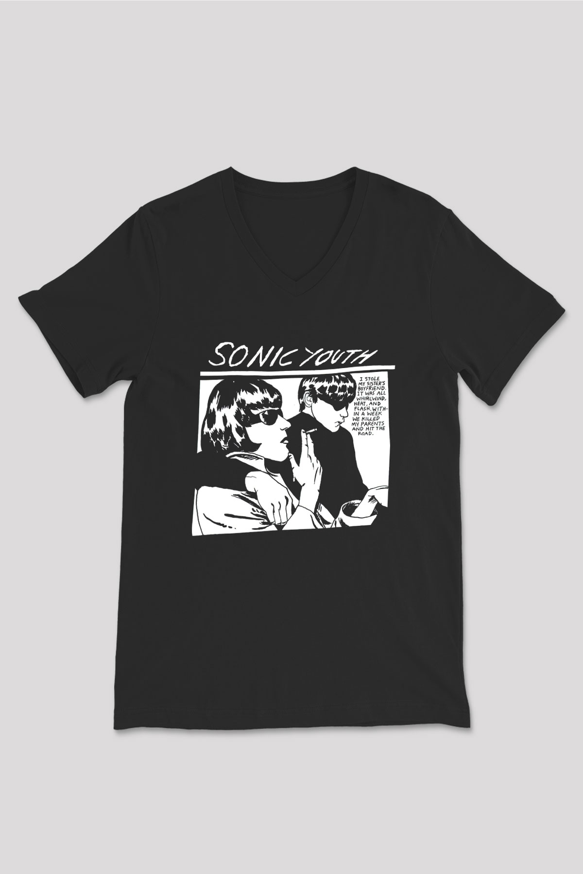 Sonic Youth Siyah Unisex V Yaka Tişört T-Shirt