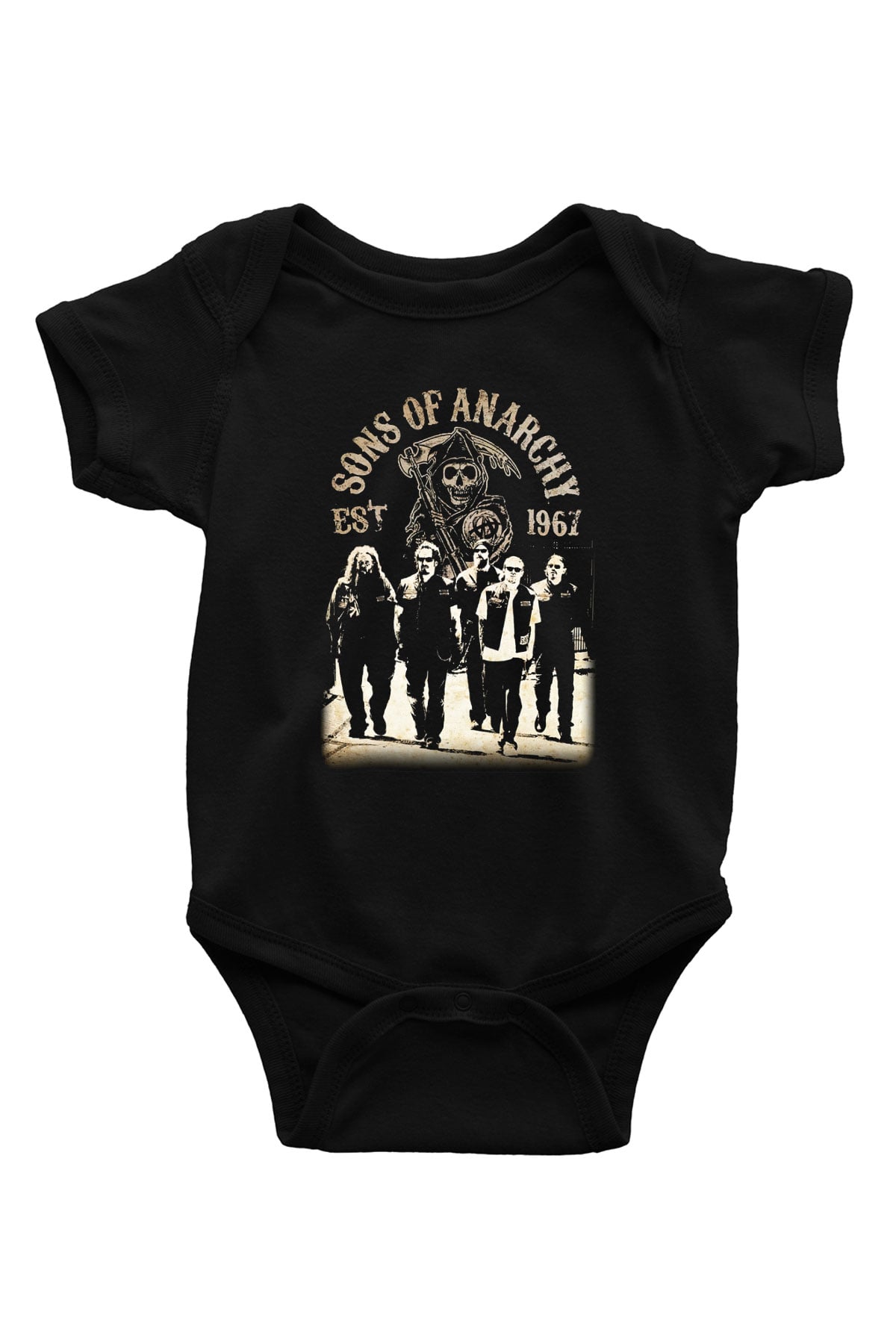 Sons of Anarchy Baskılı Siyah Bebek Body - Zıbın