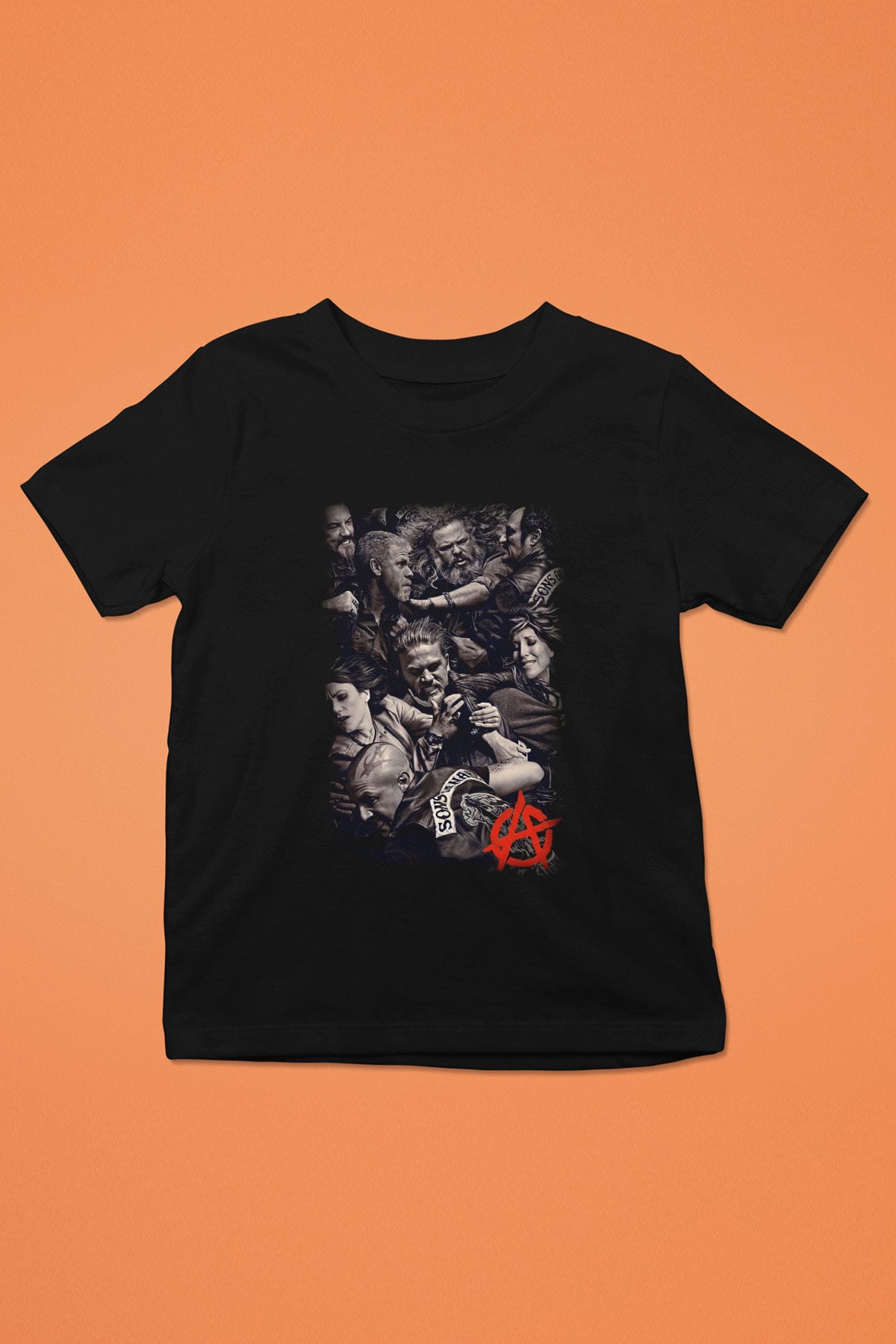 Sons of Anarchy Baskılı Siyah Unisex Çocuk Tişört