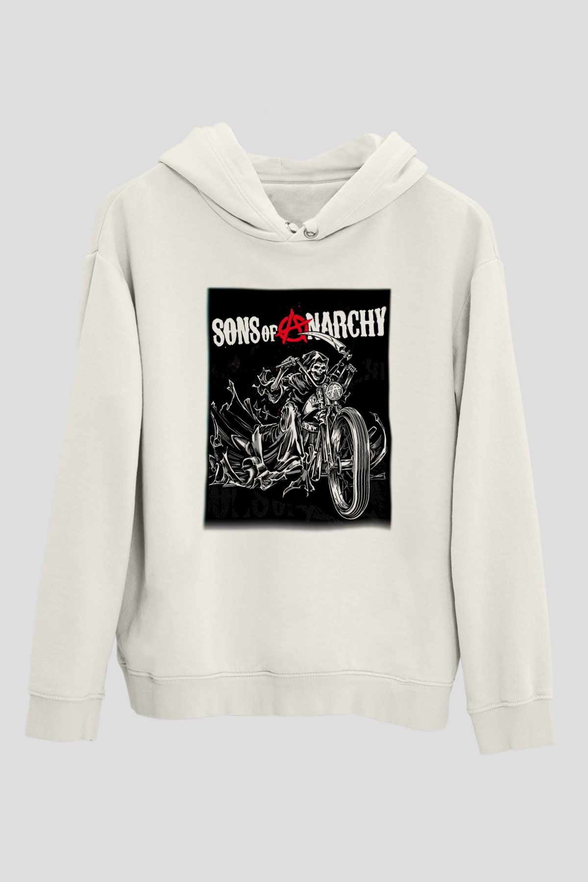 Sons of Anarchy Beyaz Unisex Kapşonlu Sweatshirt