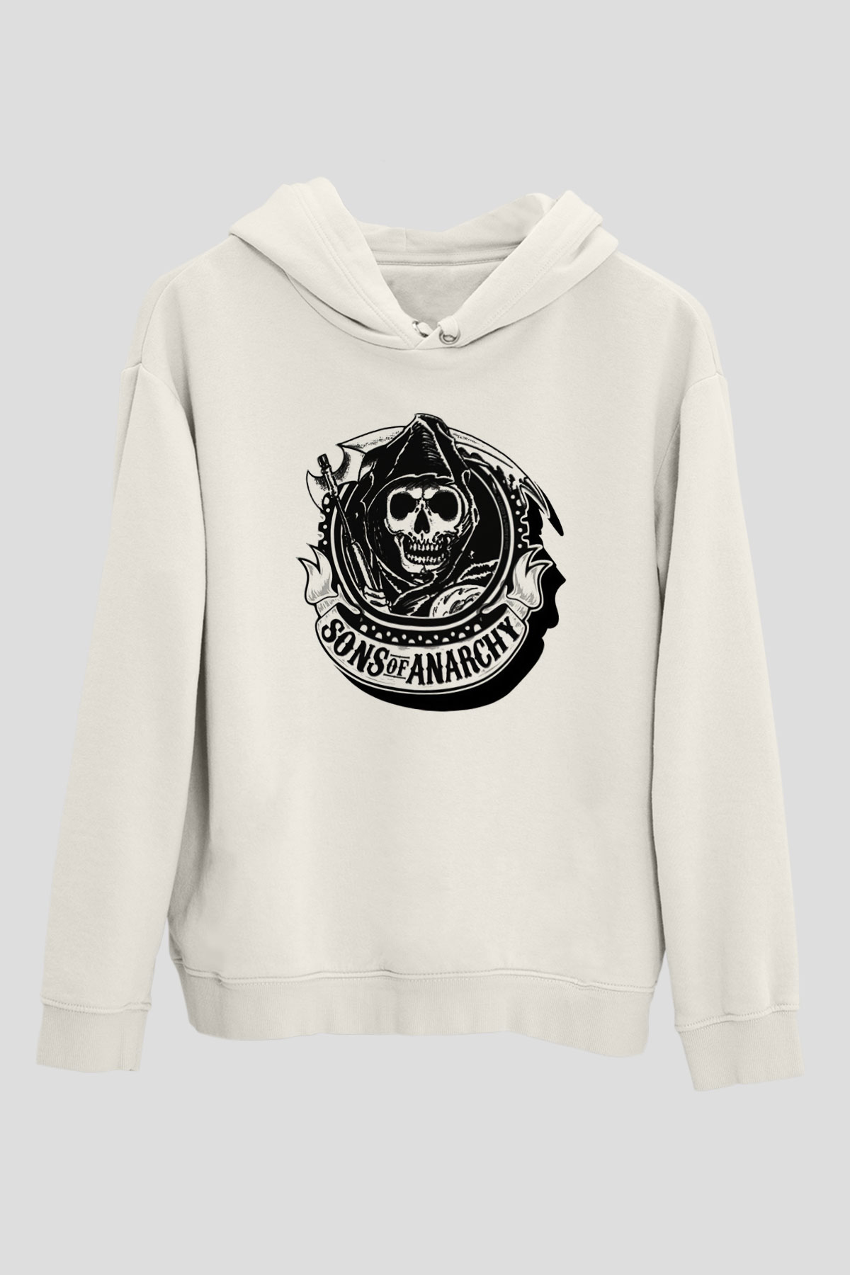 Sons of Anarchy Beyaz Unisex Kapşonlu Sweatshirt