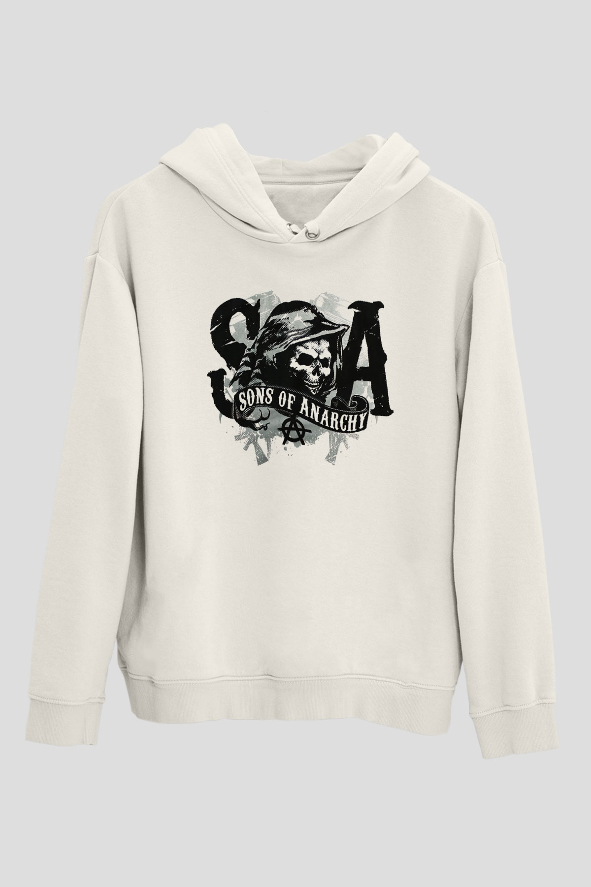 Sons of Anarchy Beyaz Unisex Kapşonlu Sweatshirt