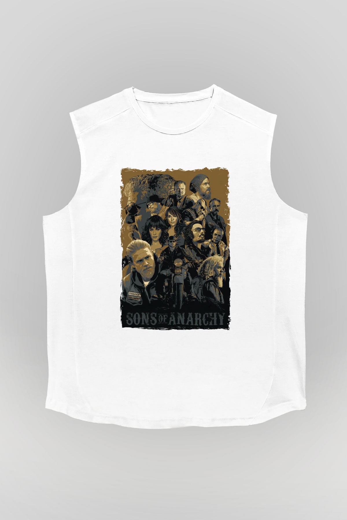 Sons of Anarchy Beyaz Unisex Kolsuz Tişört