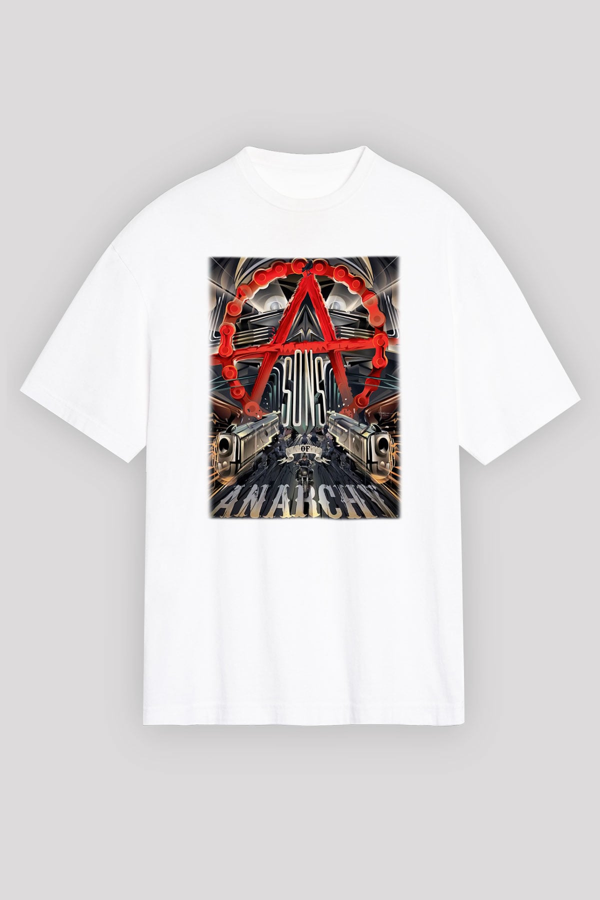 Sons of Anarchy Beyaz Unisex Oversize Tişört T-Shirt