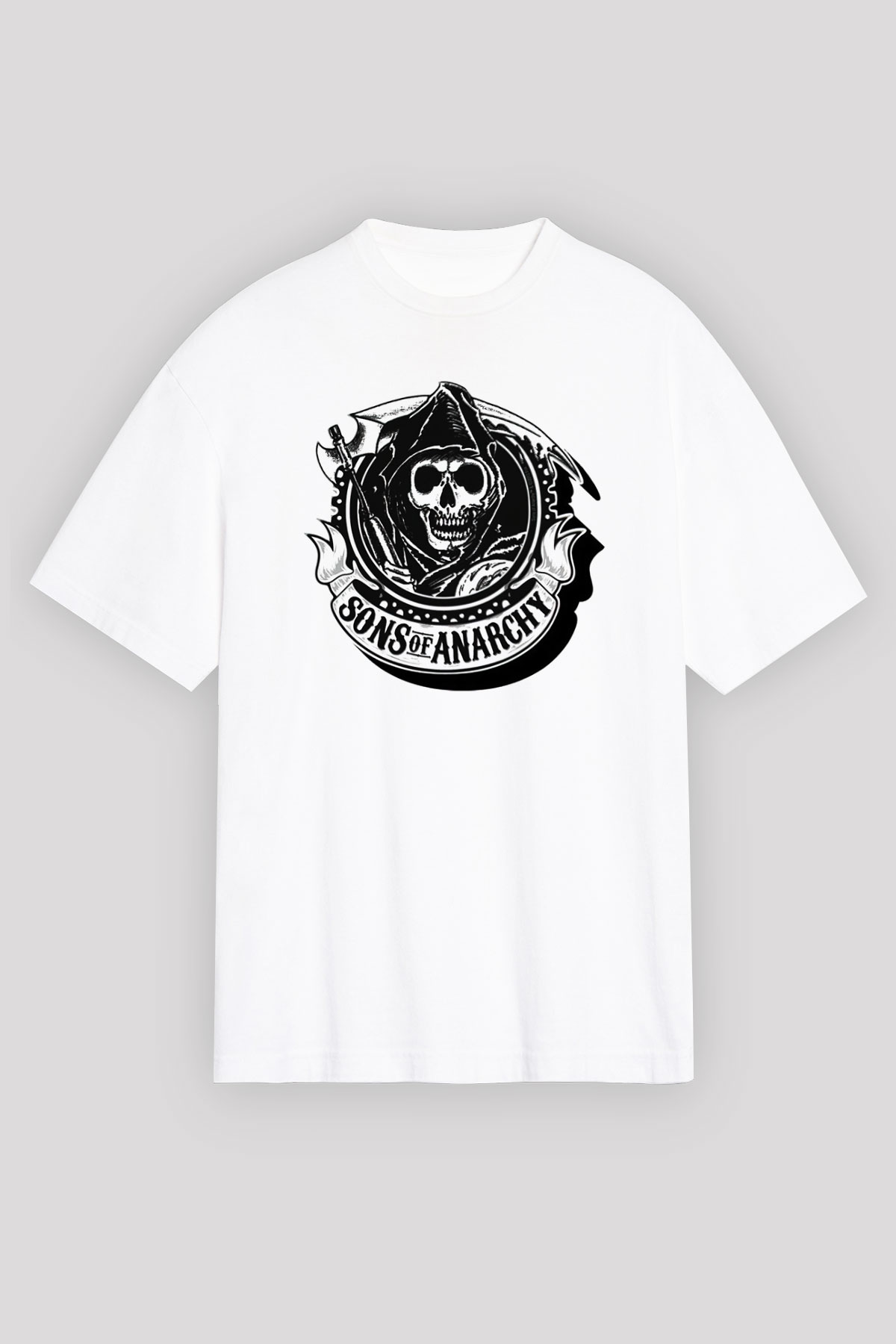 Sons of Anarchy Beyaz Unisex Oversize Tişört T-Shirt