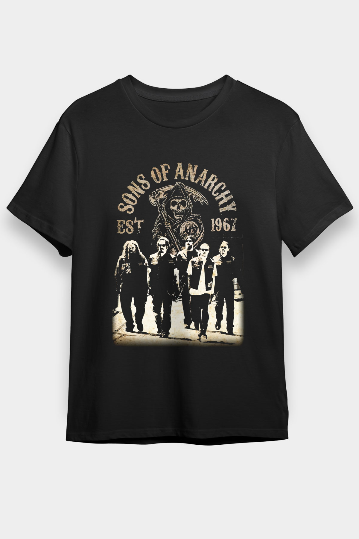 Sons of Anarchy Siyah Unisex Graphic Tee - STREETWEAR