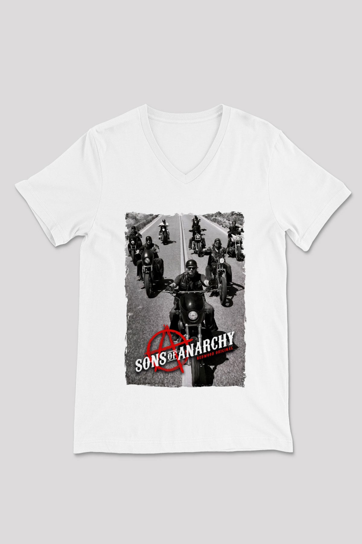 Sons of Anarchy Siyah Unisex V Yaka Tişört