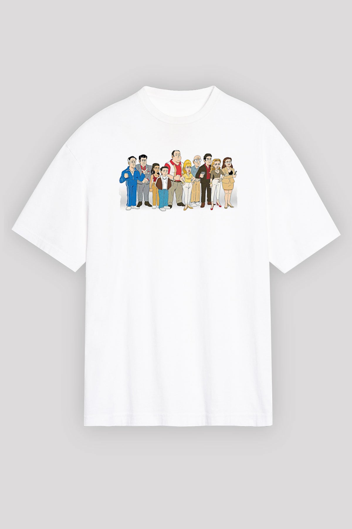 Sopranos Baskılı Beyaz Unisex Oversize Tişört - Tshirt