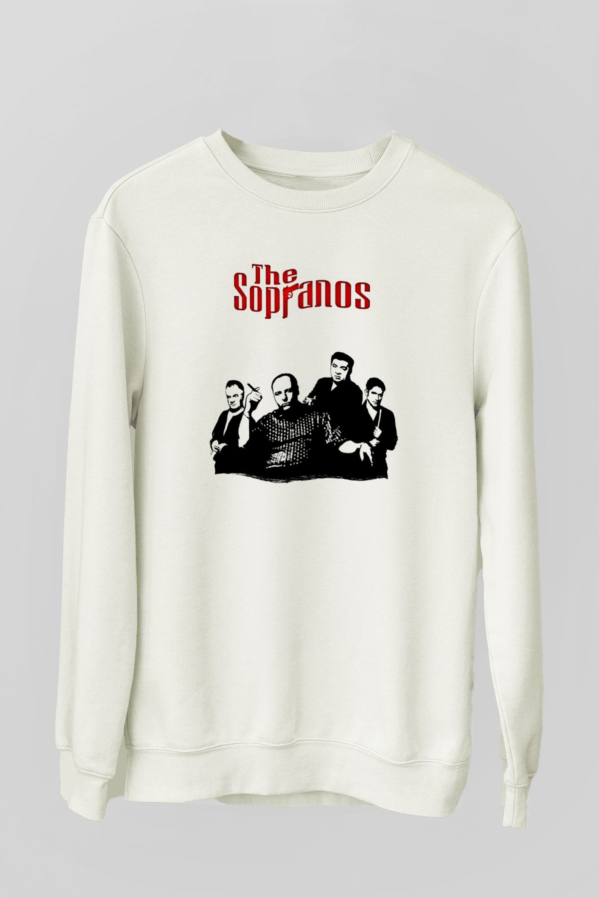 Sopranos Baskılı Beyaz Unisex Sweatshirt