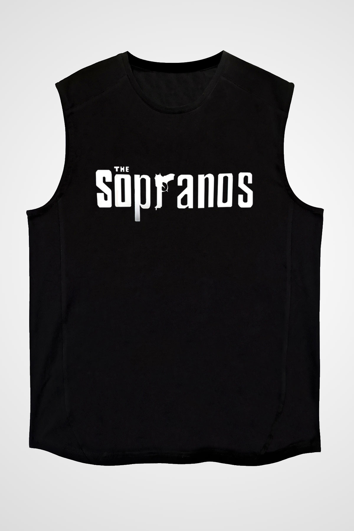 Sopranos Baskılı Unisex Siyah Kolsuz Tişört - Tshirt