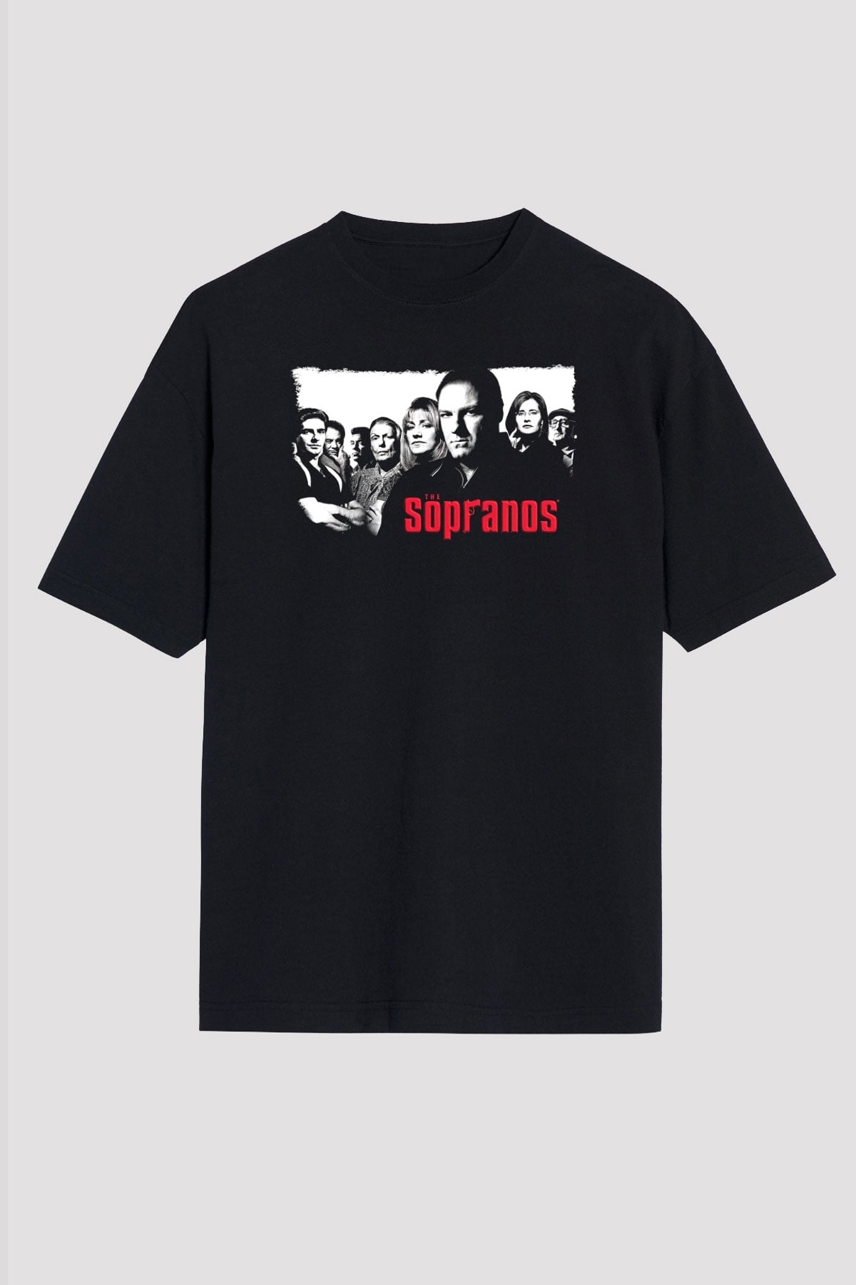 Sopranos Baskılı Unisex Siyah Oversize Tişört - Tshirt