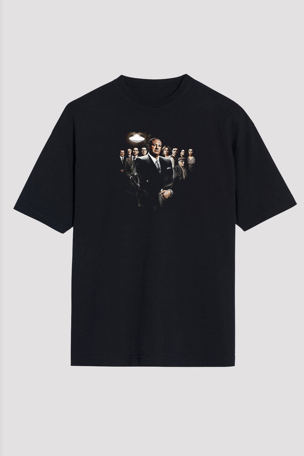 Sopranos Baskılı Unisex Siyah Oversize Tişört - Tshirt