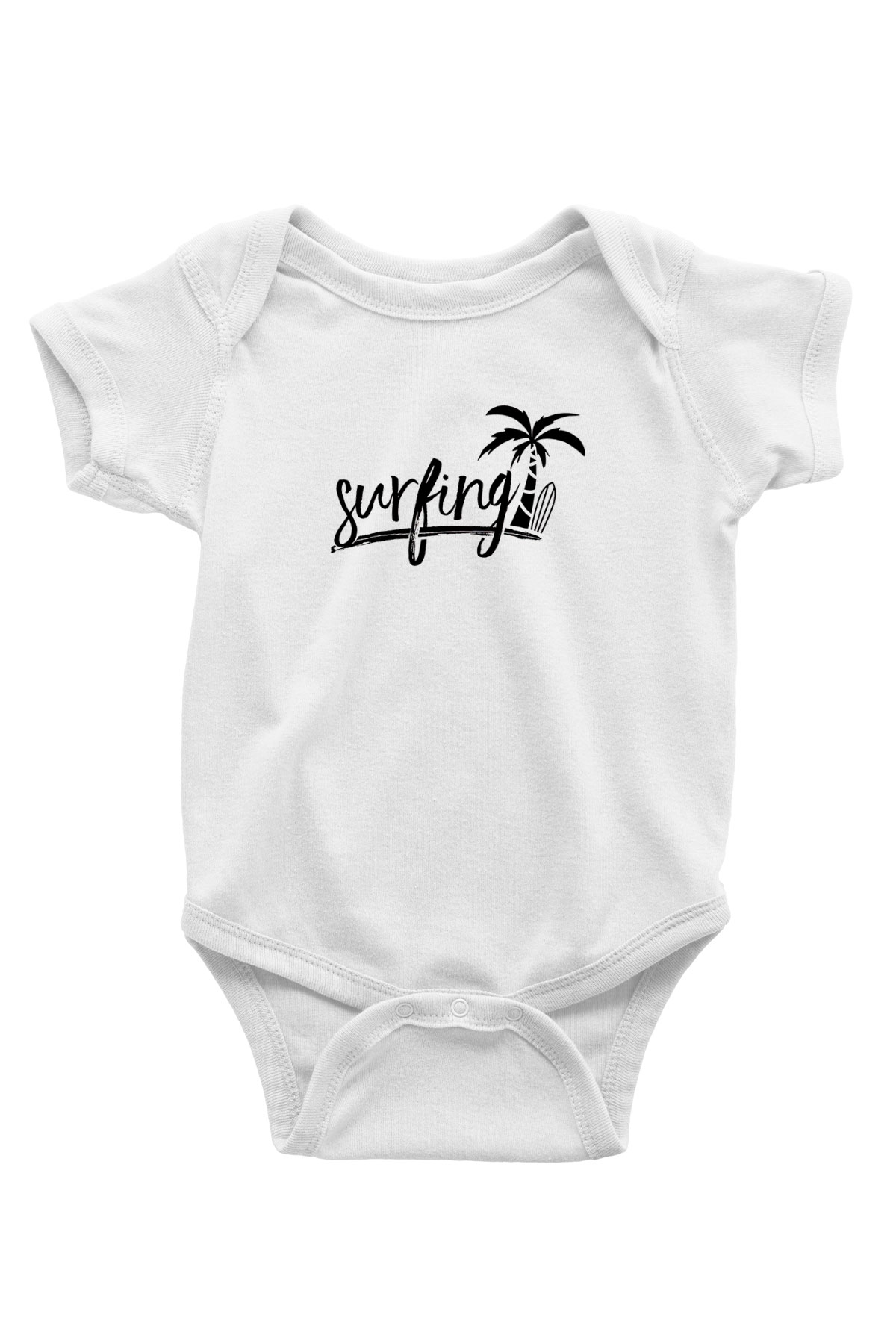 Sörf Baskılı Beyaz Bebek Body - Zıbın