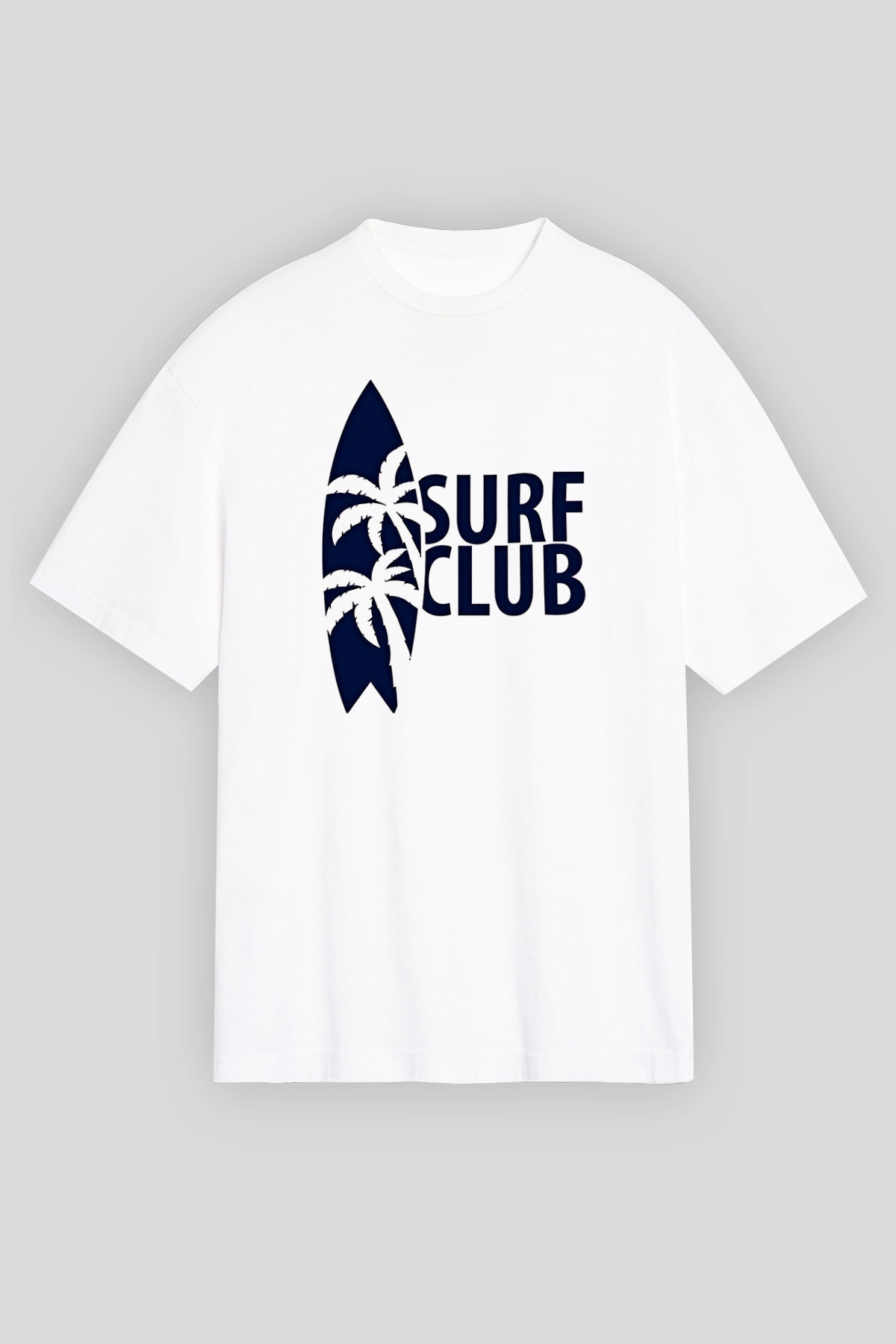 Sörf Baskılı Unisex Beyaz Oversize Tişört - Tshirt