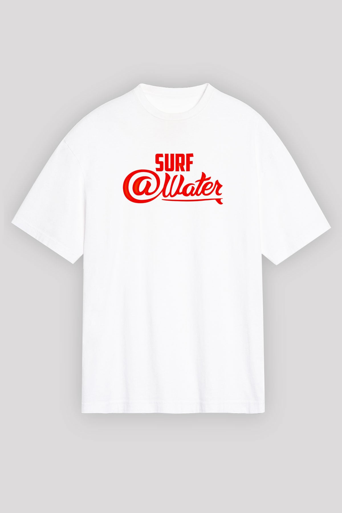 Sörf Baskılı Unisex Beyaz Oversize Tişört - Tshirt