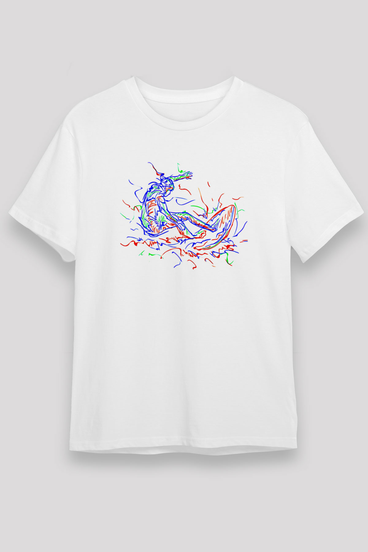 Sörf Baskılı Unisex Beyaz Tişört - Tshirt
