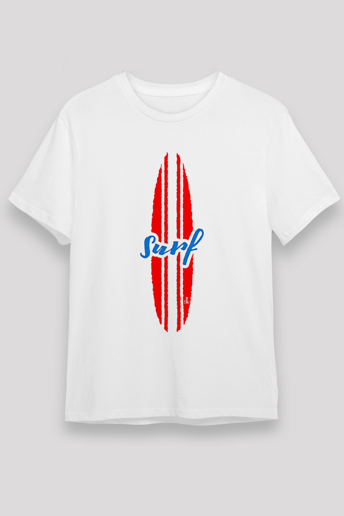 Sörf Baskılı Unisex Beyaz Tişört - Tshirt