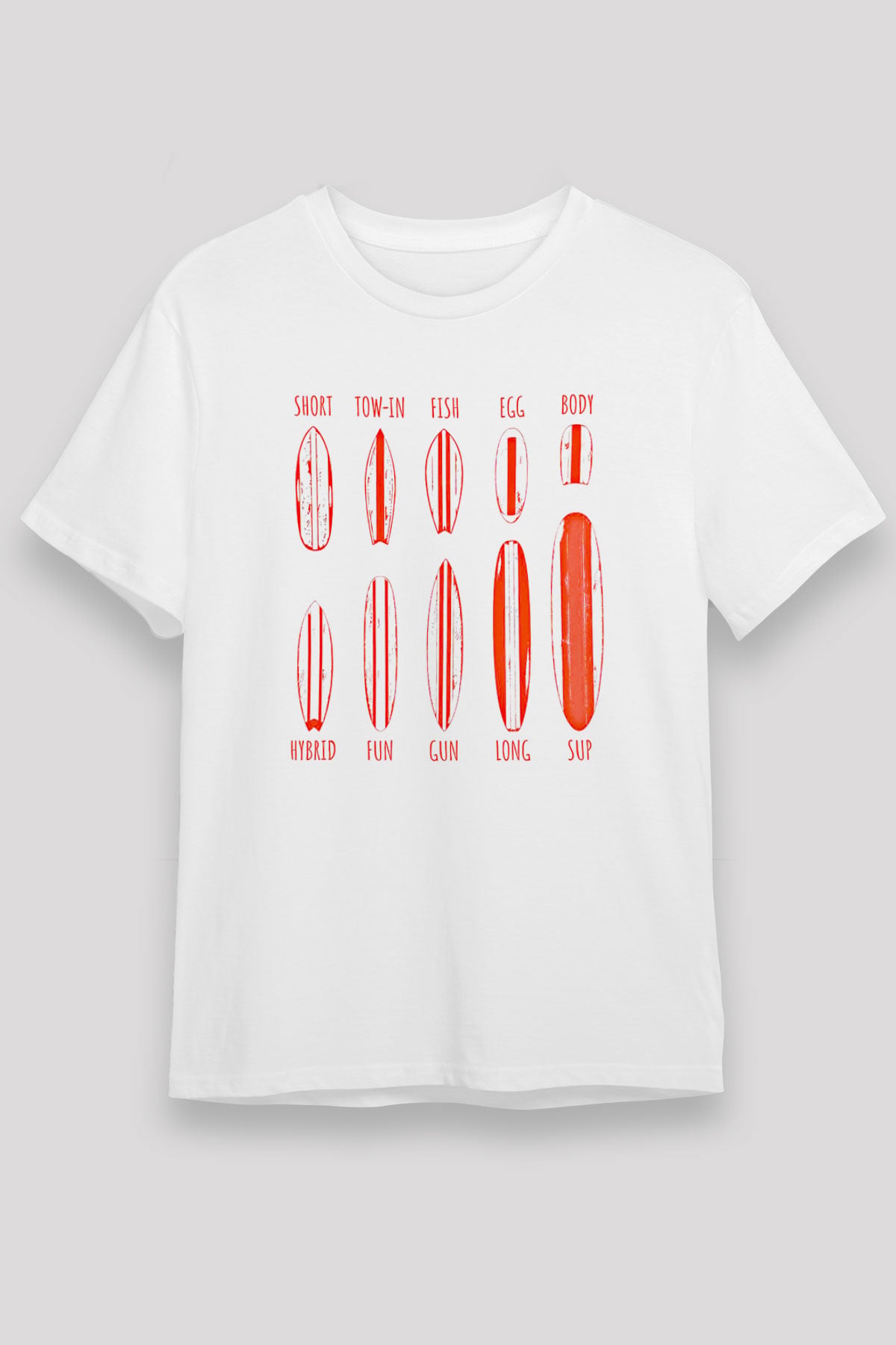 Sörf Baskılı Unisex Beyaz Tişört - Tshirt