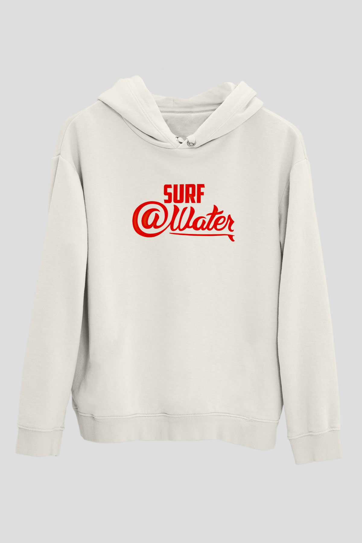 Sörf Baskılı Unisex Ekru Hoodie