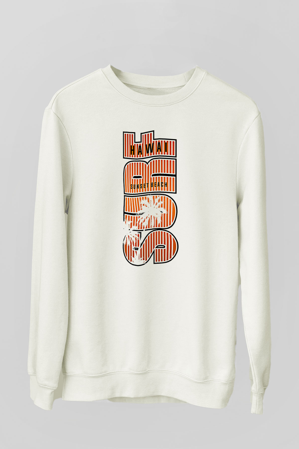 Sörf Baskılı Unisex Ekru Sweatshirt