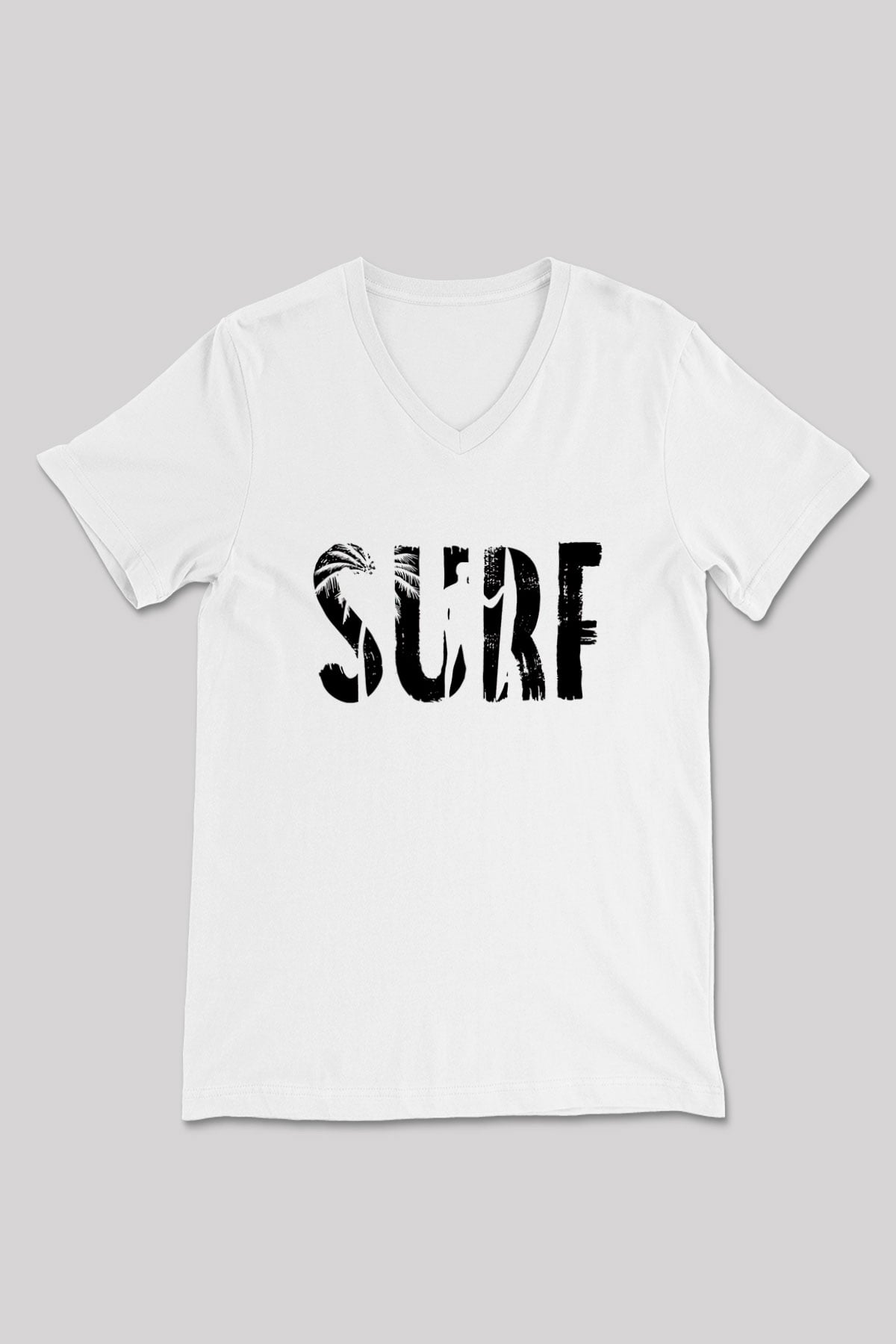 Sörf Baskılı Unisex V Yaka Tişört - Tshirt