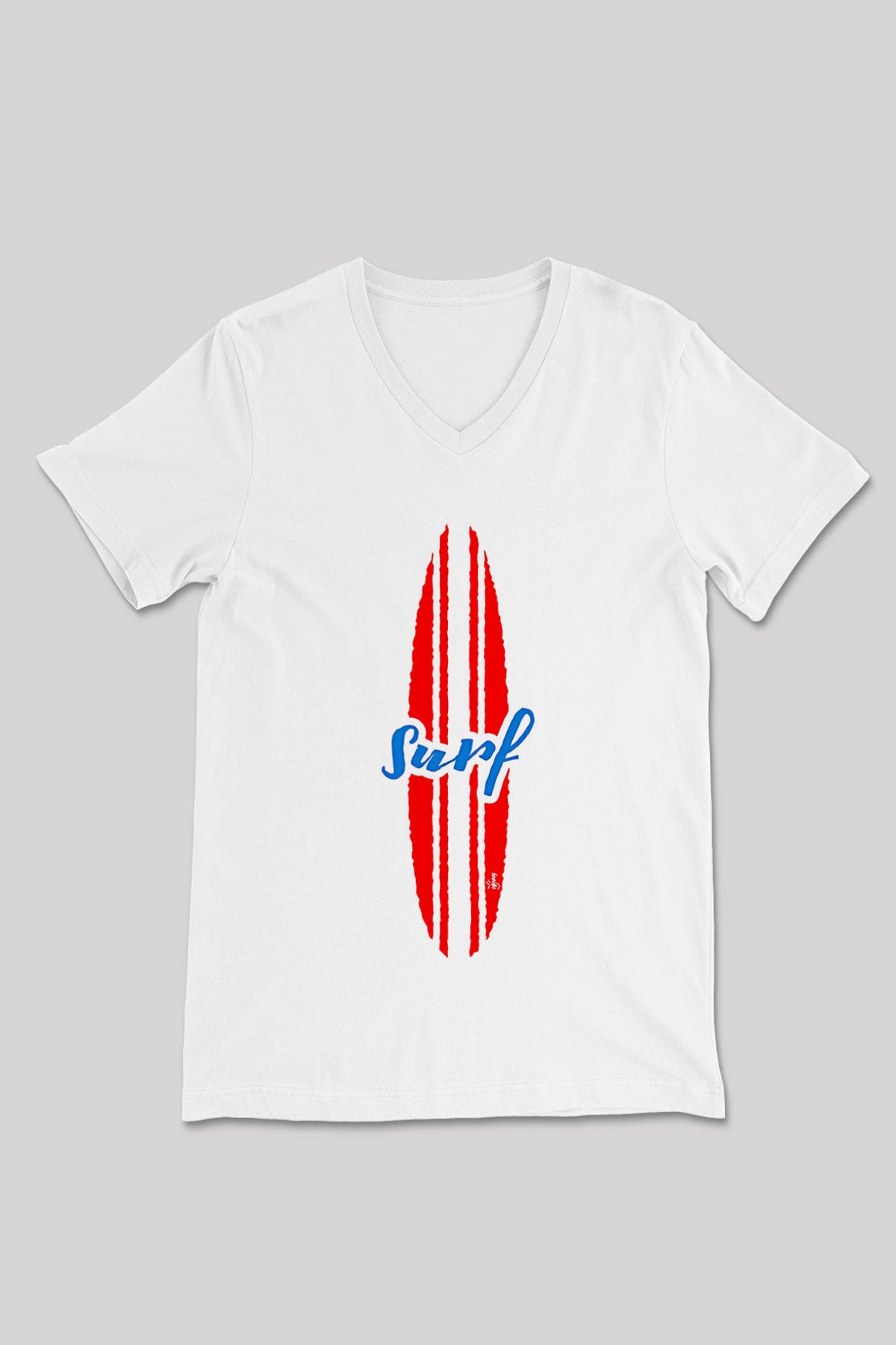 Sörf Baskılı Unisex V Yaka Tişört - Tshirt