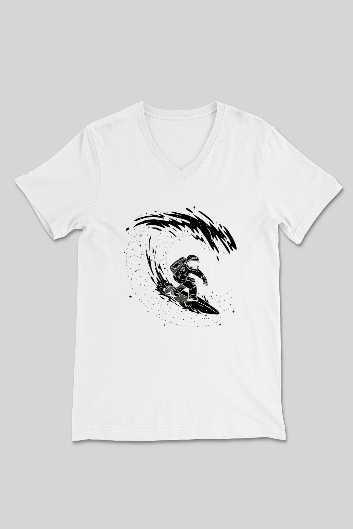 Sörf Baskılı Unisex V Yaka Tişört - Tshirt