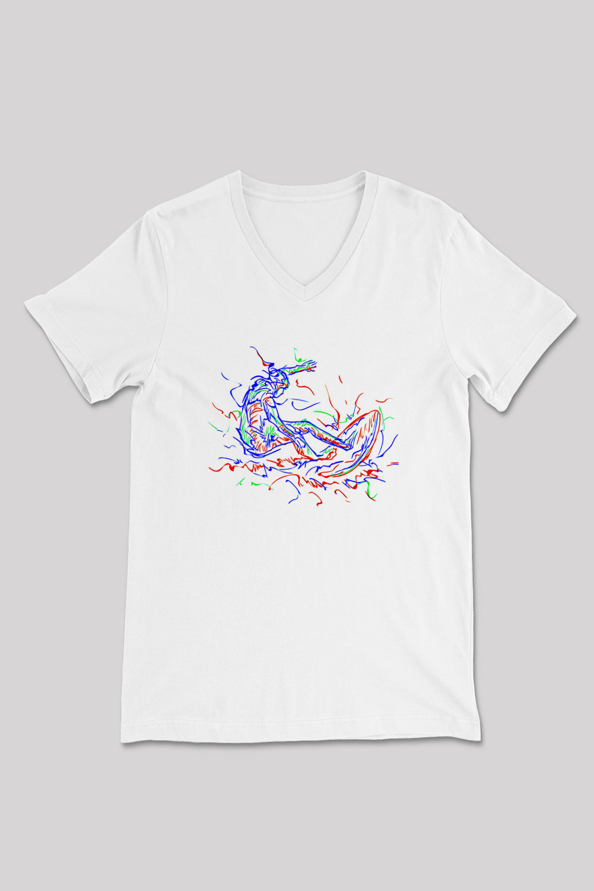 Sörf Baskılı Unisex V Yaka Tişört - Tshirt