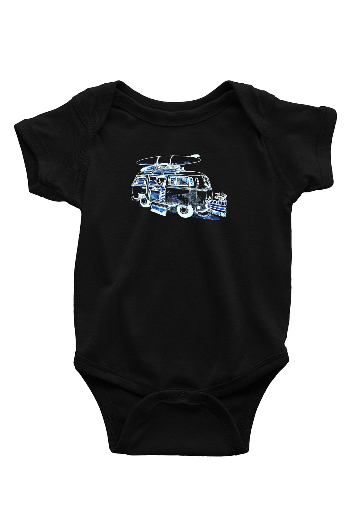 Sörf - Surfing Baskılı Unisex Siyah Bebek Body - Zıbın