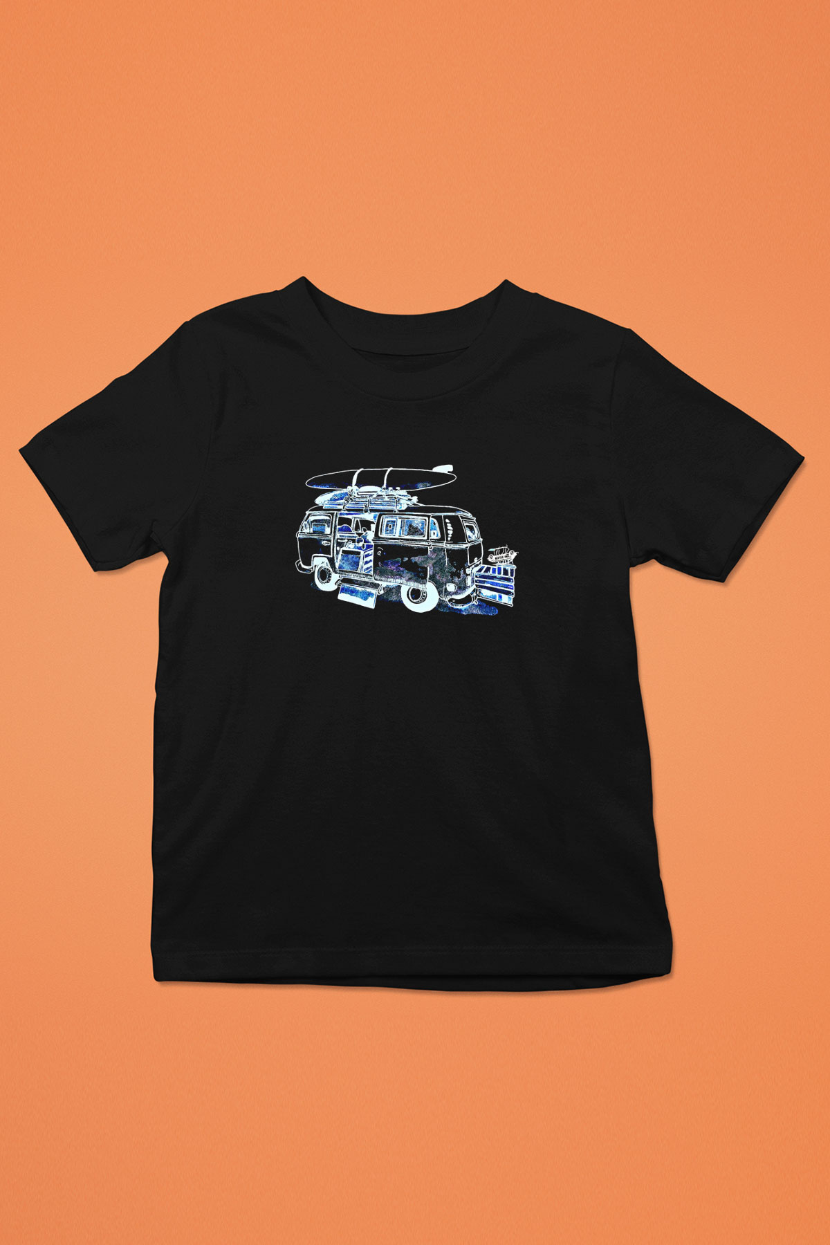 Sörf - Surfing Baskılı Unisex Siyah Çocuk Tİşörtü - Tshirt