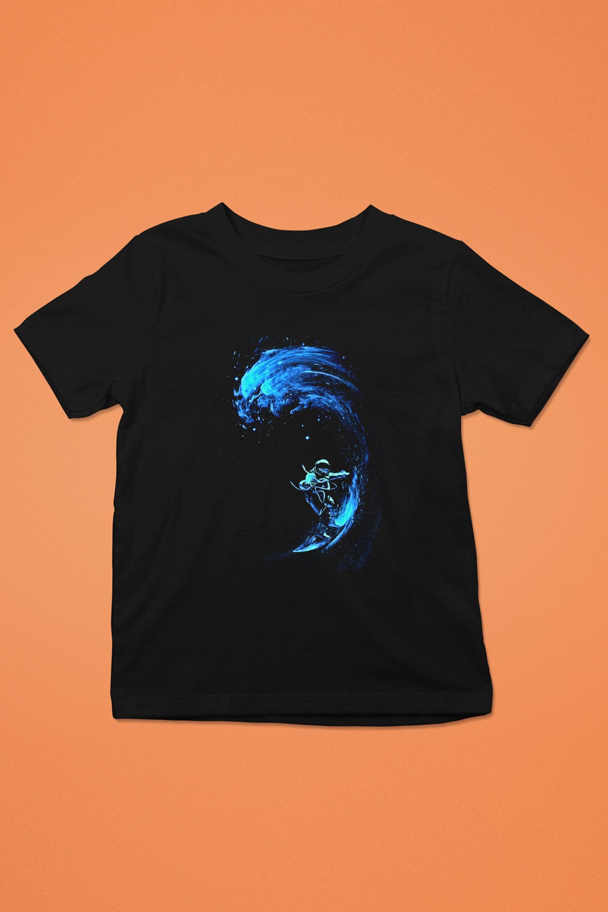 Sörf - Surfing Baskılı Unisex Siyah Çocuk Tİşörtü - Tshirt