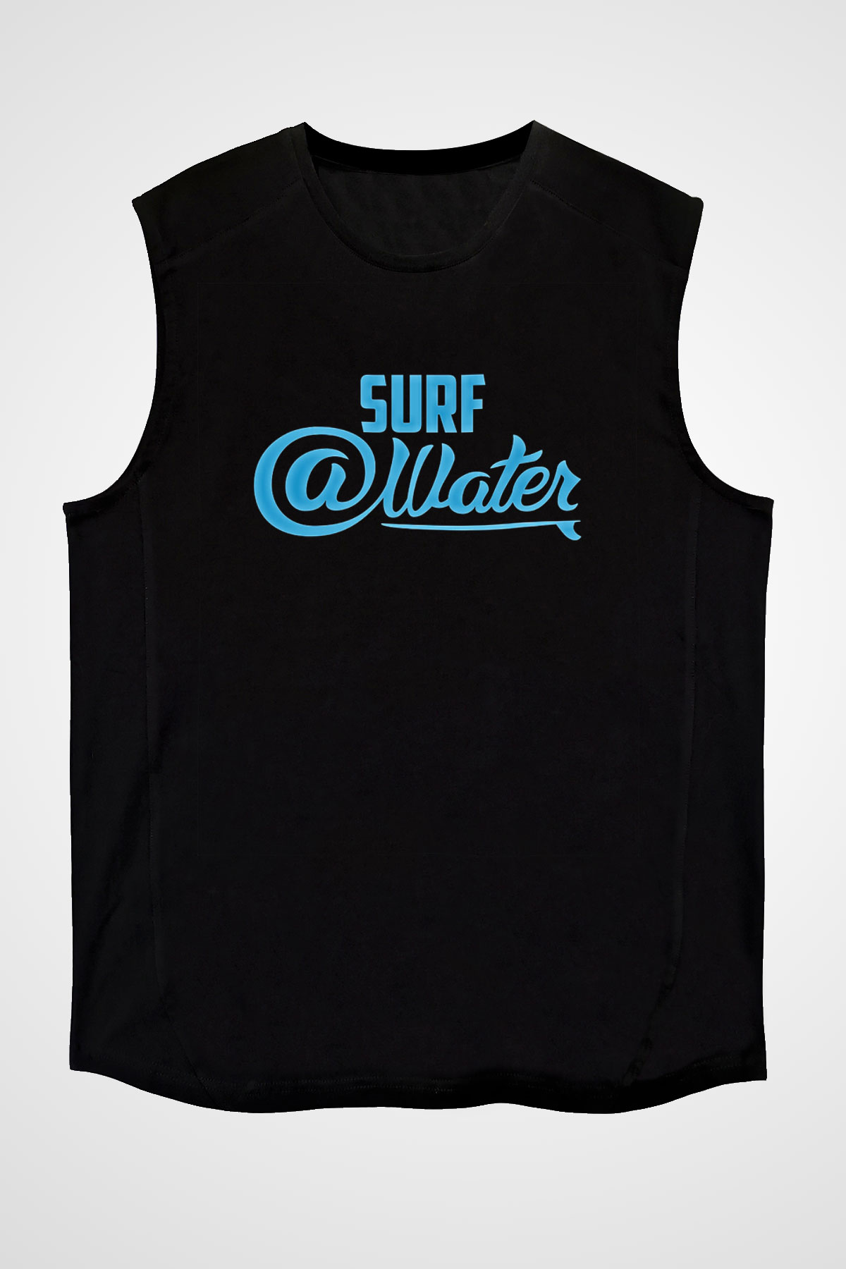 Sörf - Surfing Baskılı Unisex Siyah Kolsuz Tişört