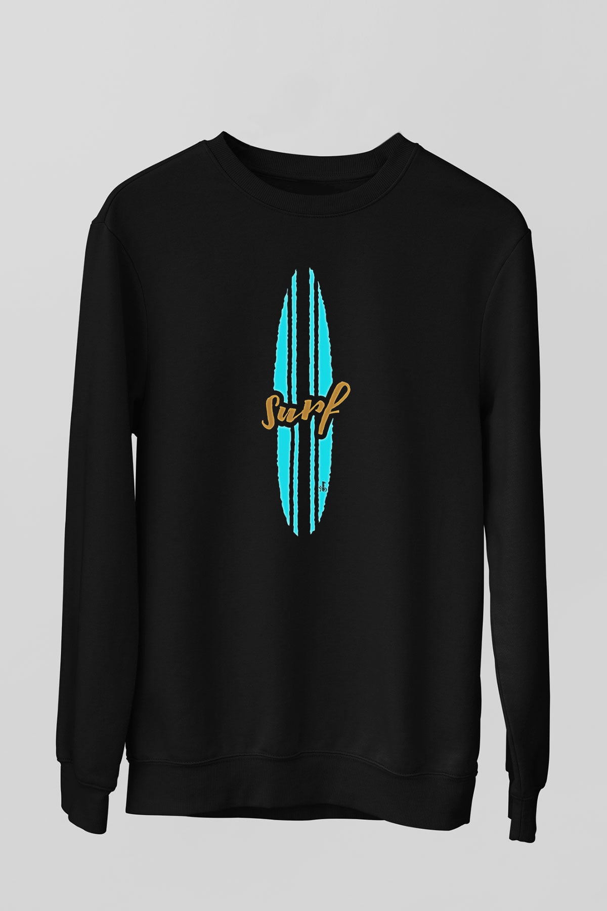 Sörf - Surfing Baskılı Unisex Siyah Sweatshirt