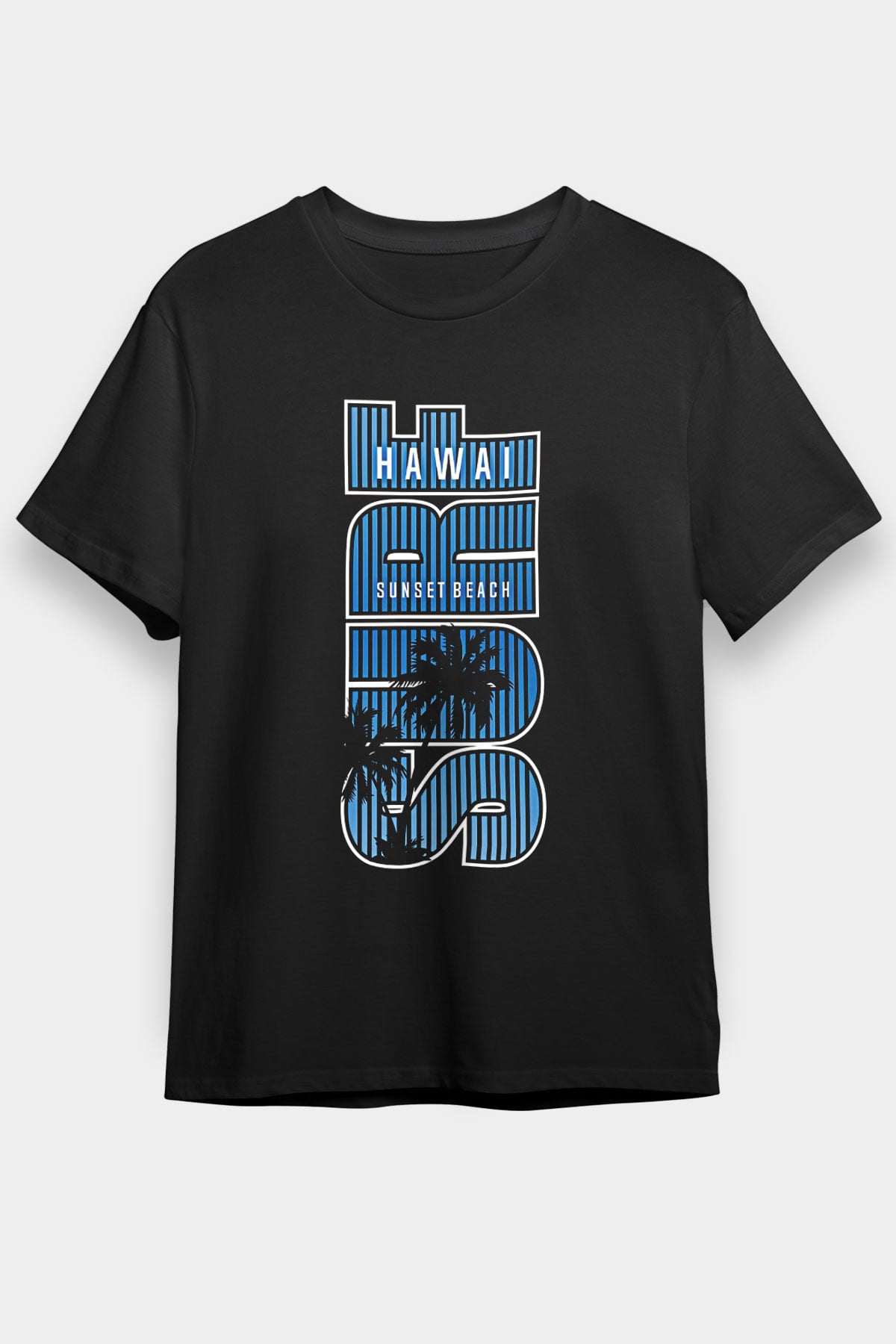 Sörf - Surfing Baskılı Unisex Siyah Tişört - Tshirt